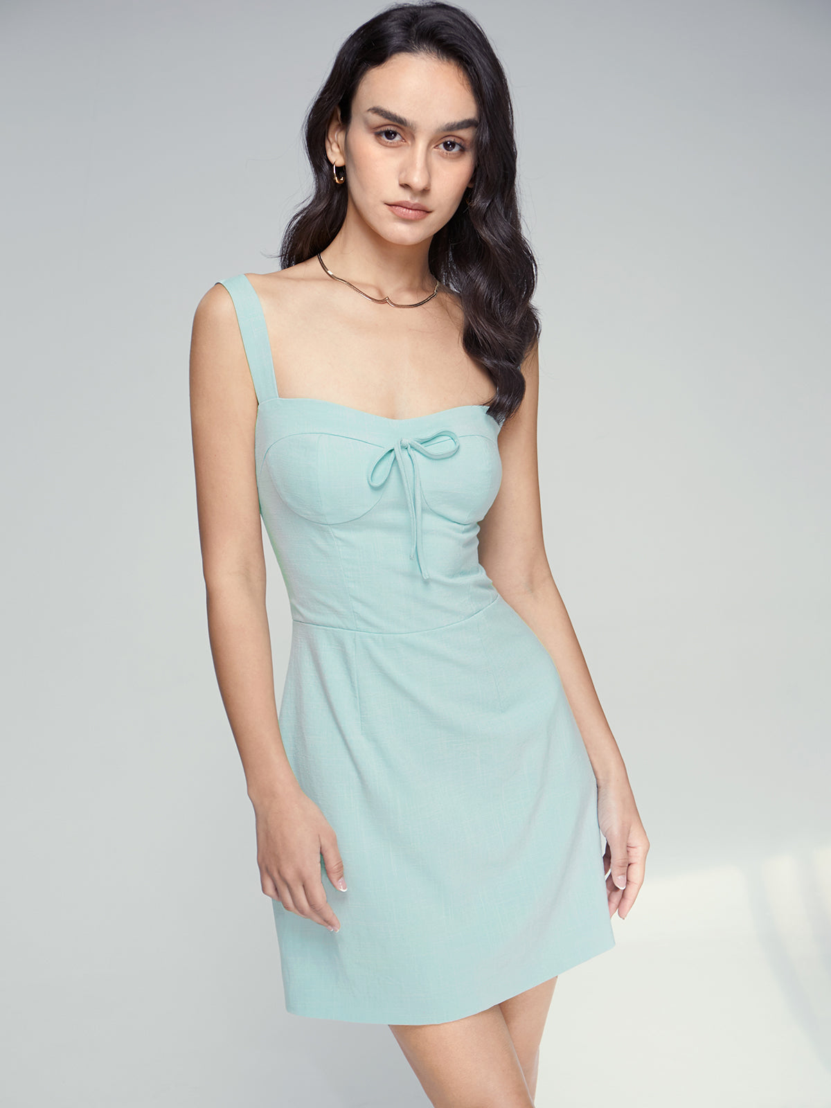 Thecomense - Square Neck Corset Contour Casual Mini Strap Dress