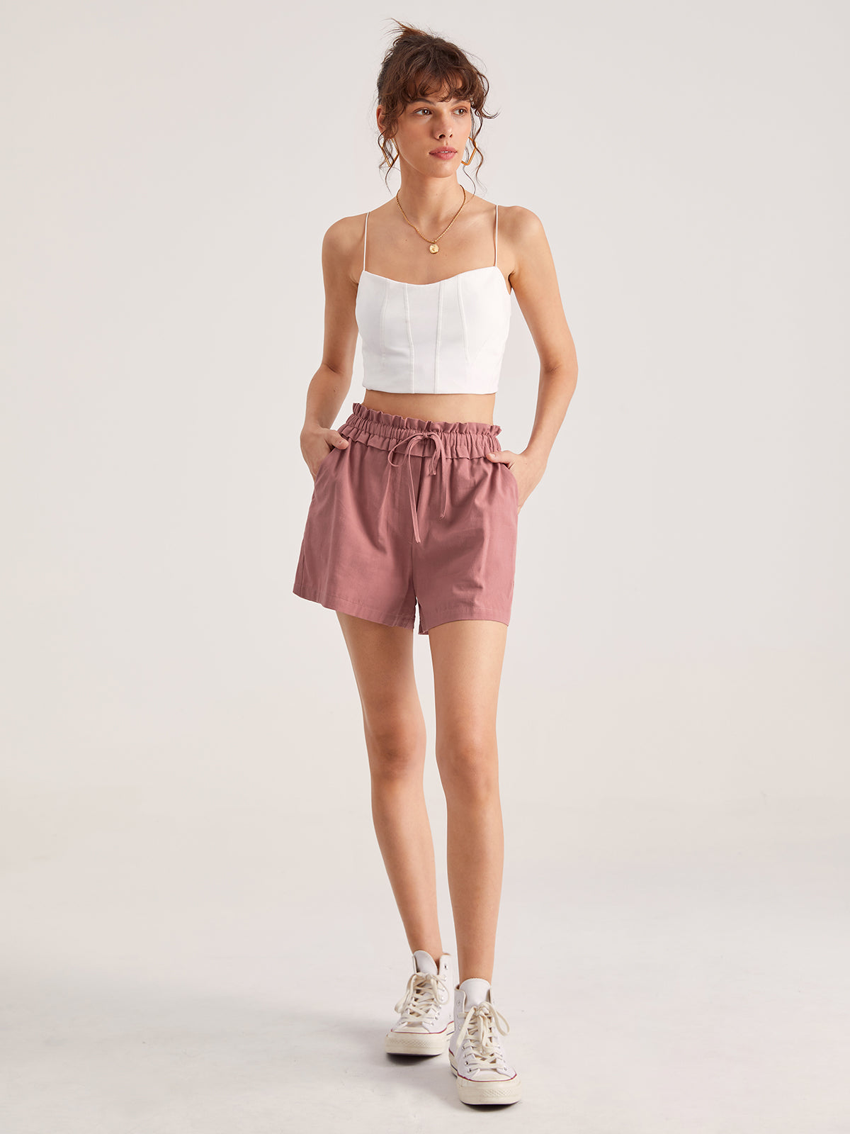 Thecomense - Essential Shirred Elastic Short Shorts