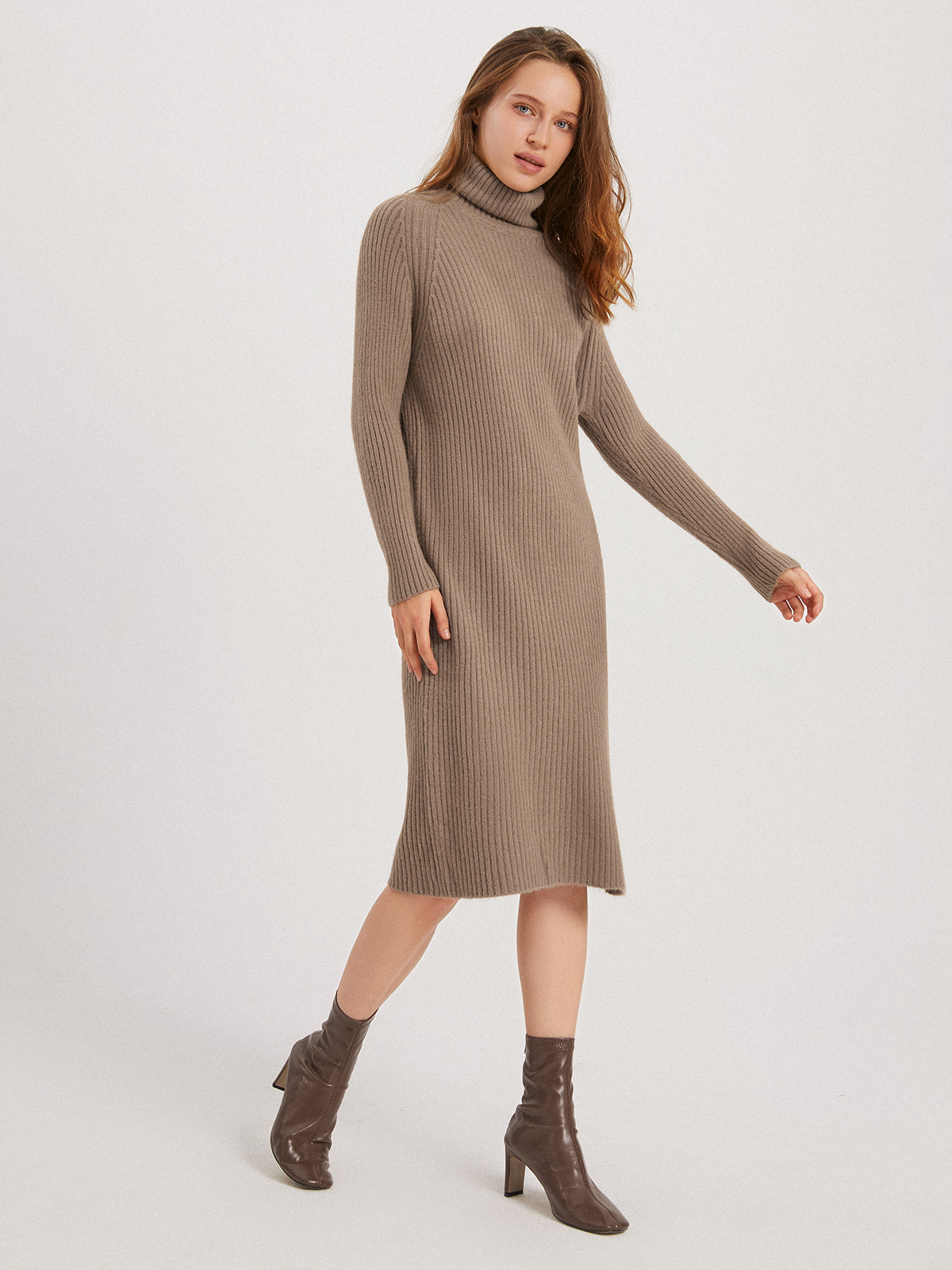 Thecomense - Texture Mockneck Sweater Dress