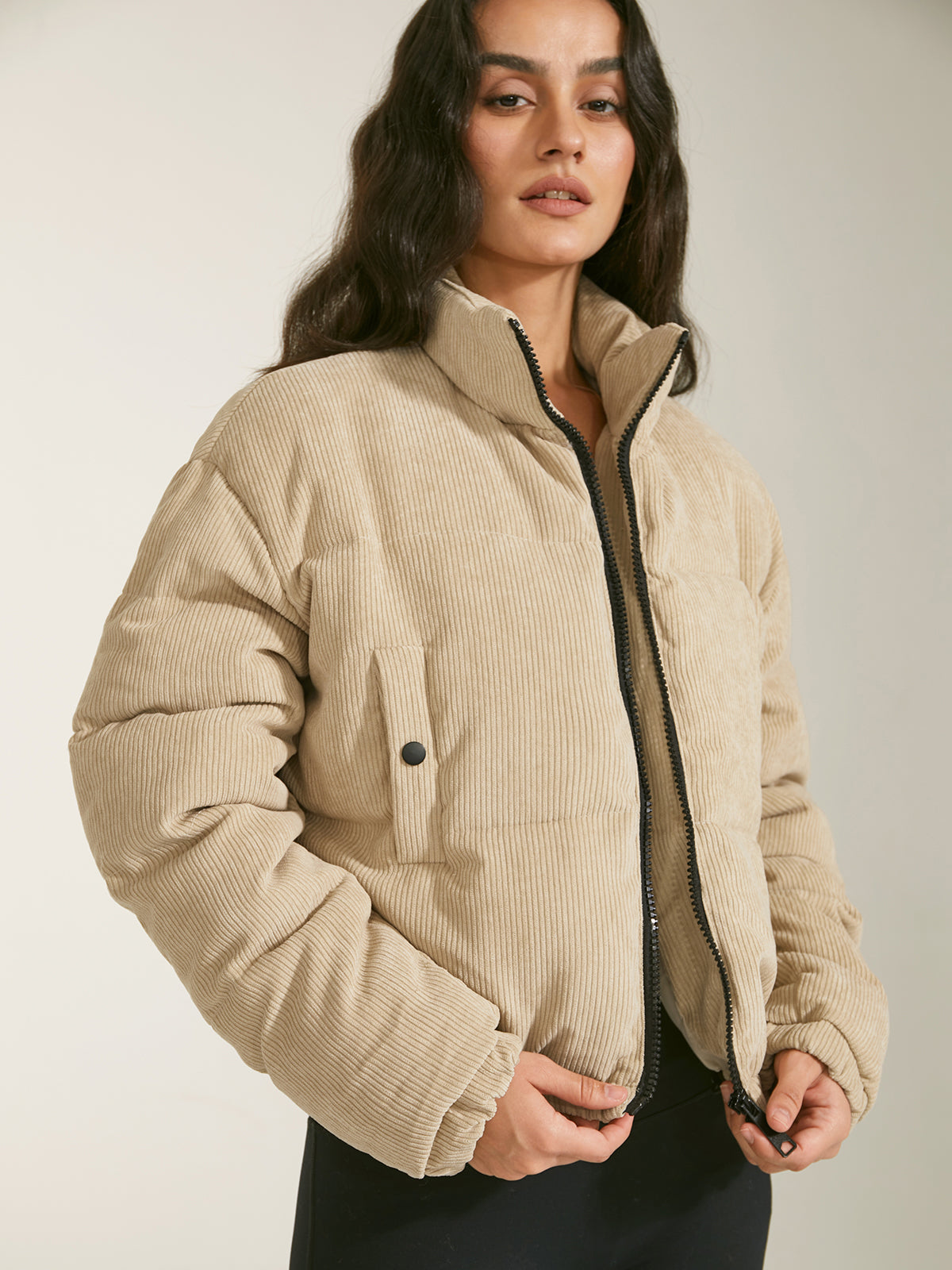 Thecomense - Cropped Funnel Neck Puffer Jacket