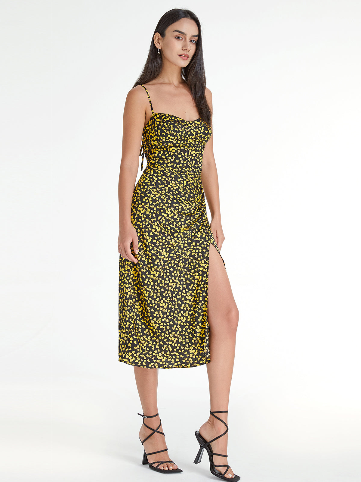 Thecomense - Sunny Escapes Floral Strap Midi Dress