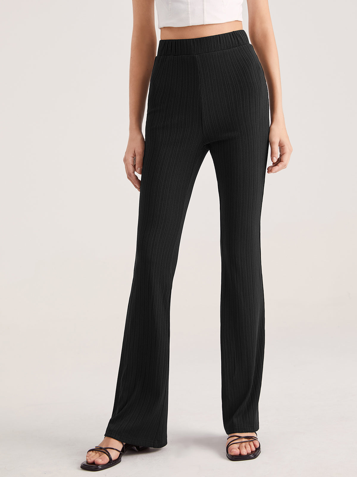 Thecomense - High Waisted Essential Seam Detail Flare Pants
