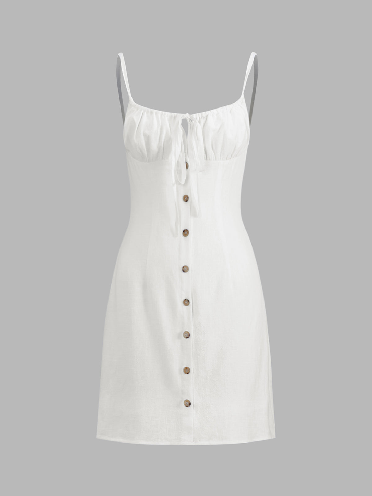 Thecomense - Darling Linen Plain Mini Dress