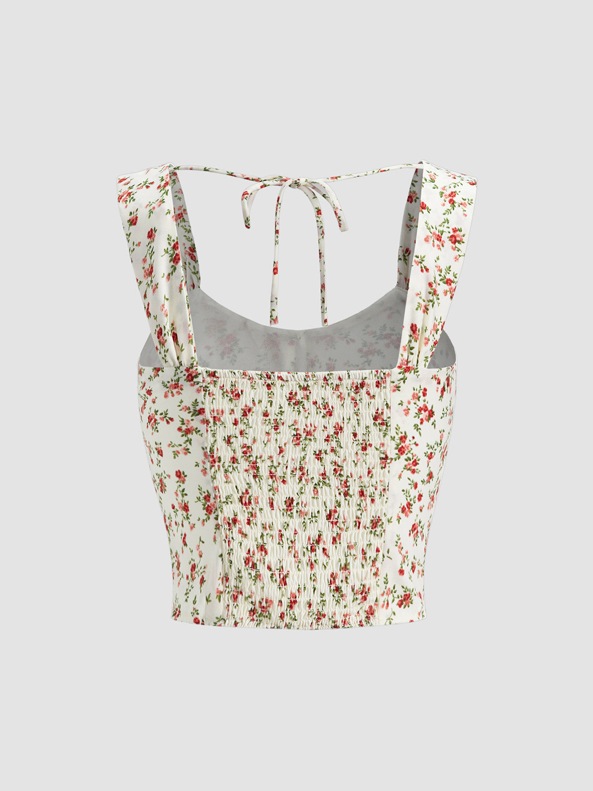 Thecomense - Sweetheart Floral Cropped Tank Top