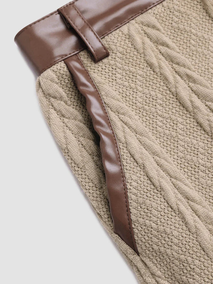 Thecomense - Retro Knitted High-Waisted Straight Leg Pants