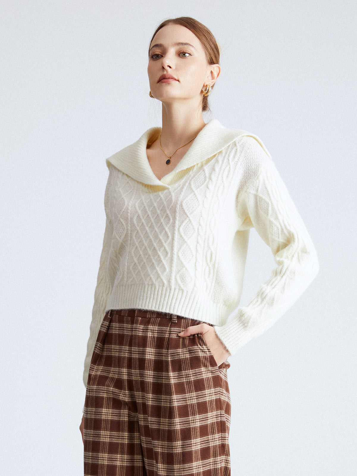 Thecomense - Kiss Under Mistletoe Cable Knit Sweater