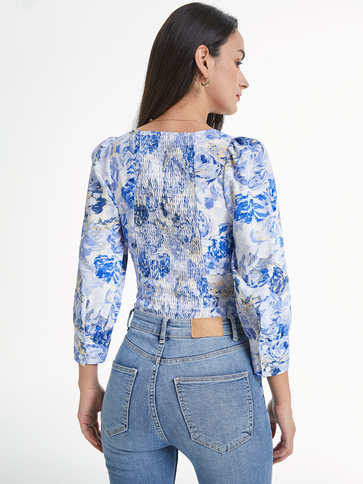Thecomense - Sweat Neck Long Sleeve Cloud Rose Top