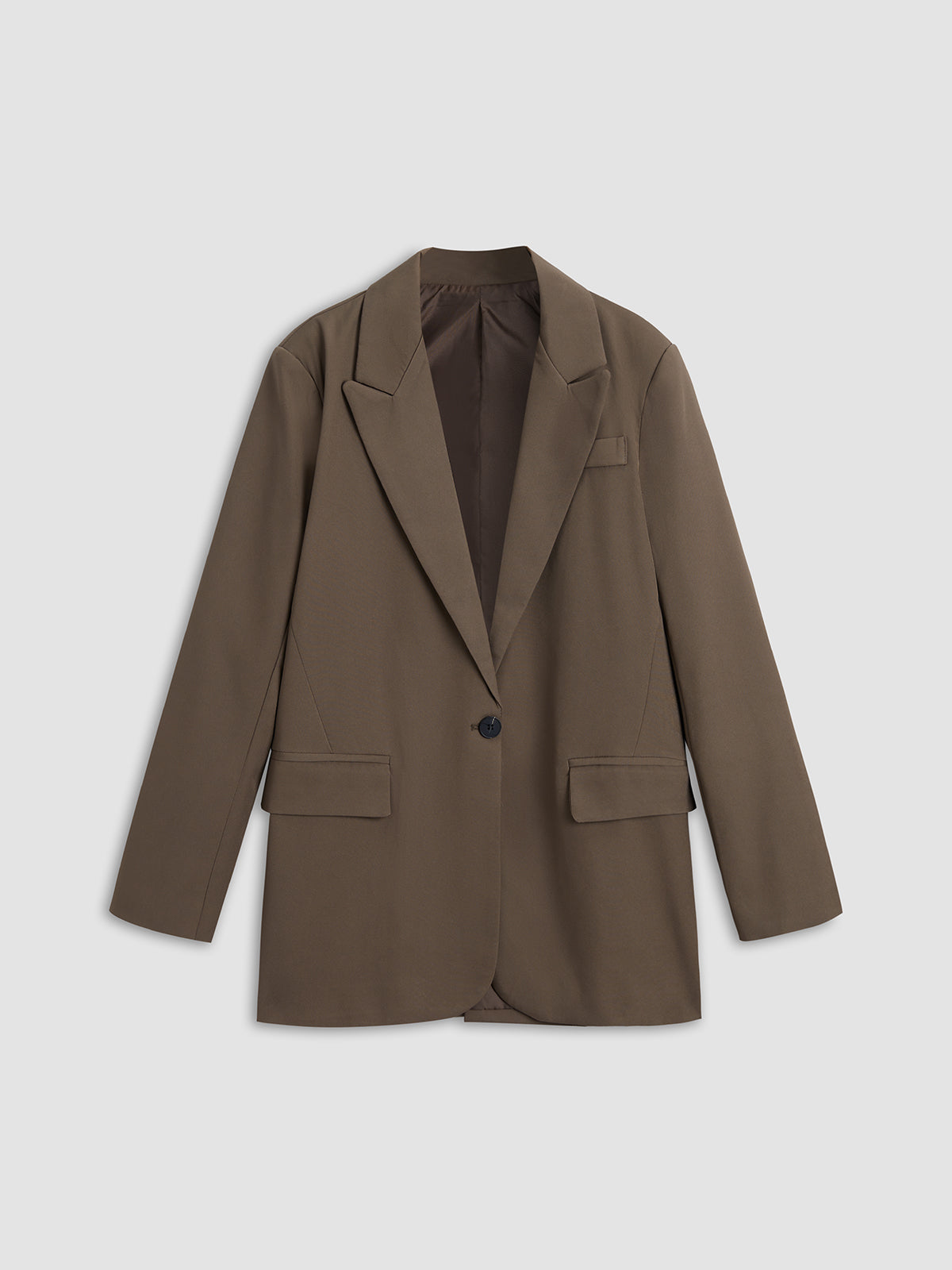 Thecomense - Solid Single Breasted Oversized Blazer