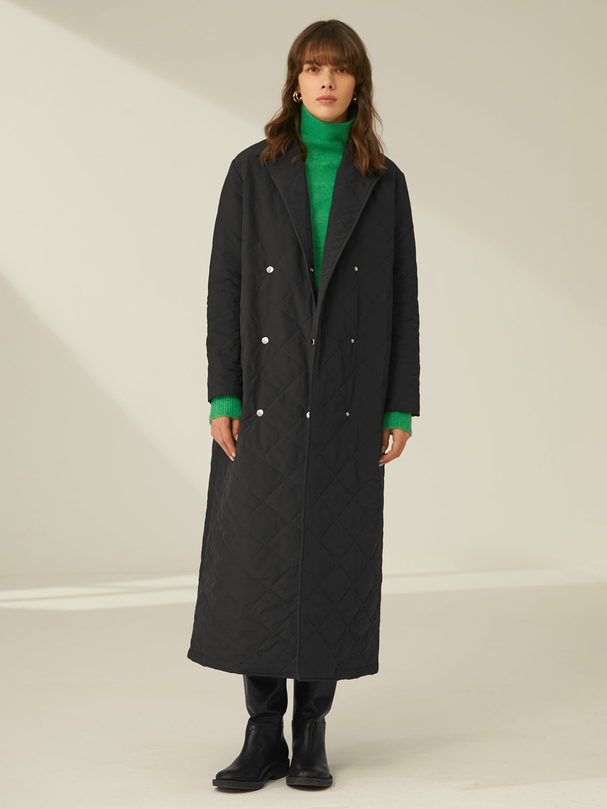 Thecomense - Essential Quilted Long Overcoat