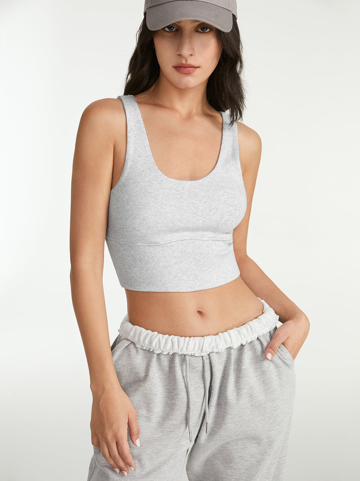 Thecomense - Cropped Light Ribbed Sports Tank Top