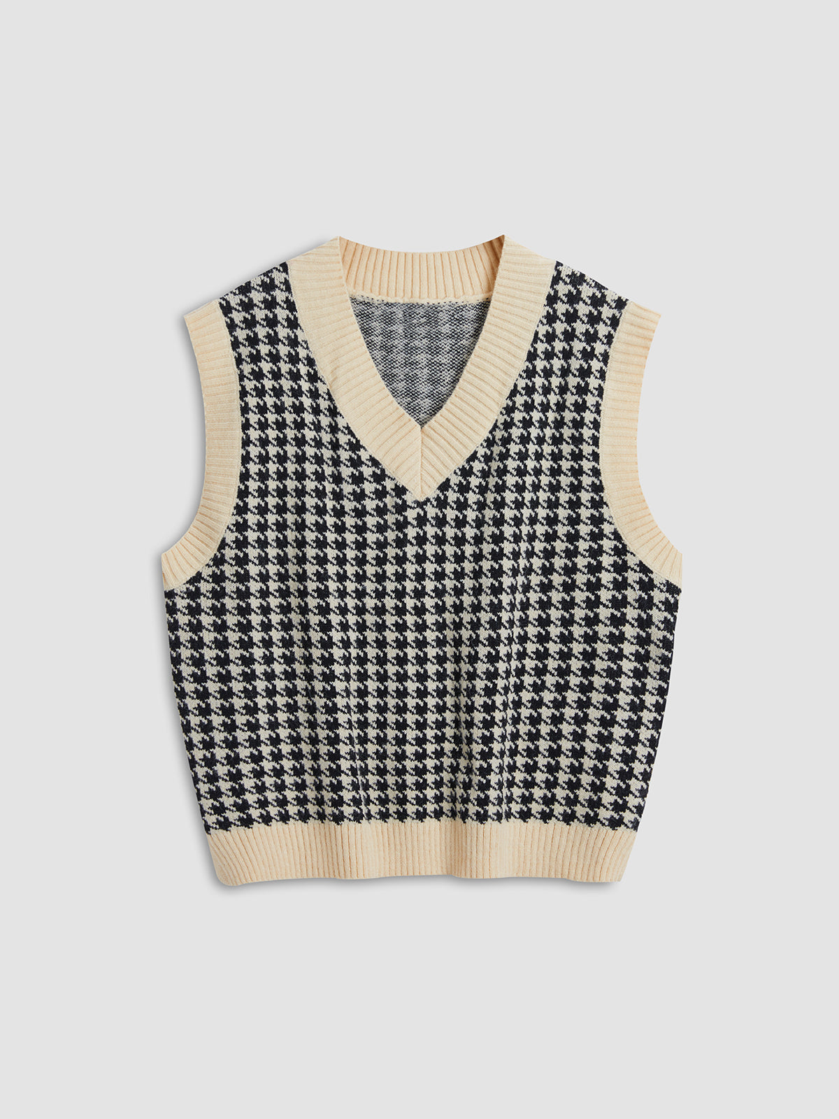 Thecomense - Cozy Houndstooth Vest