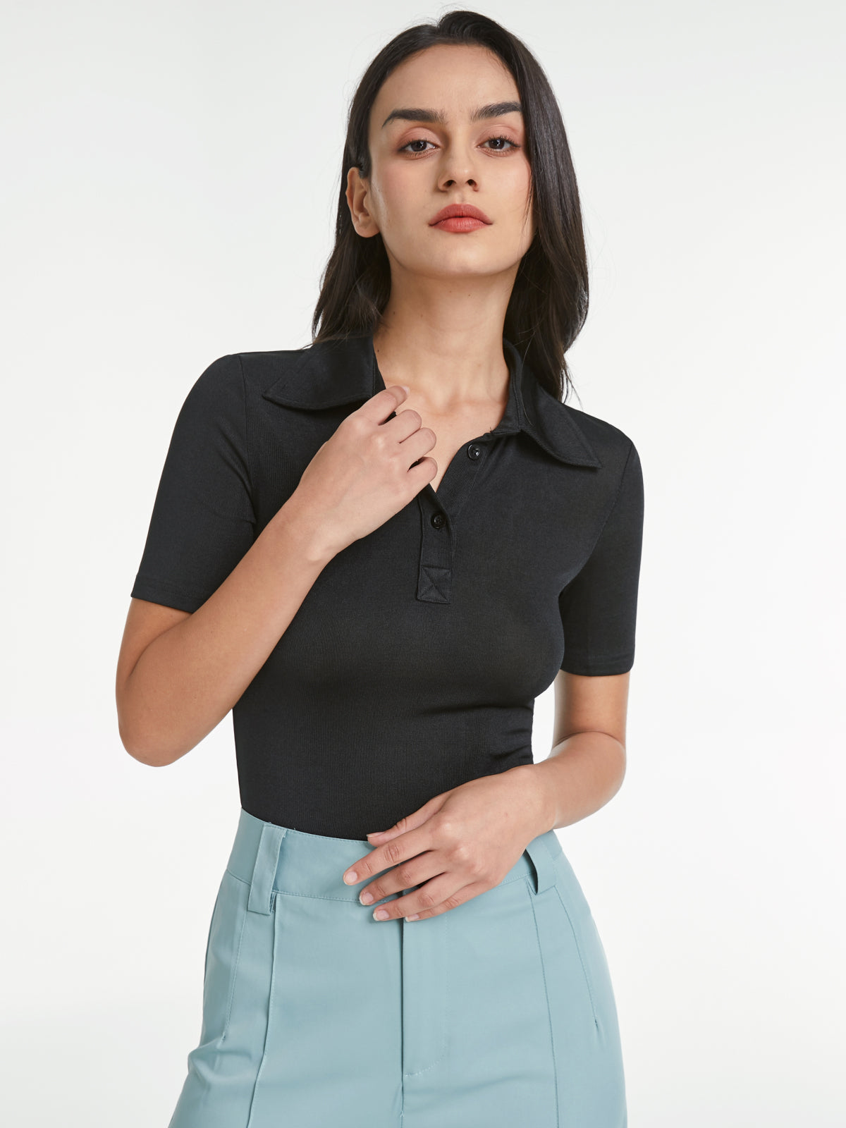 Thecomense - Button Up Polo T-Shirt Bodysuit