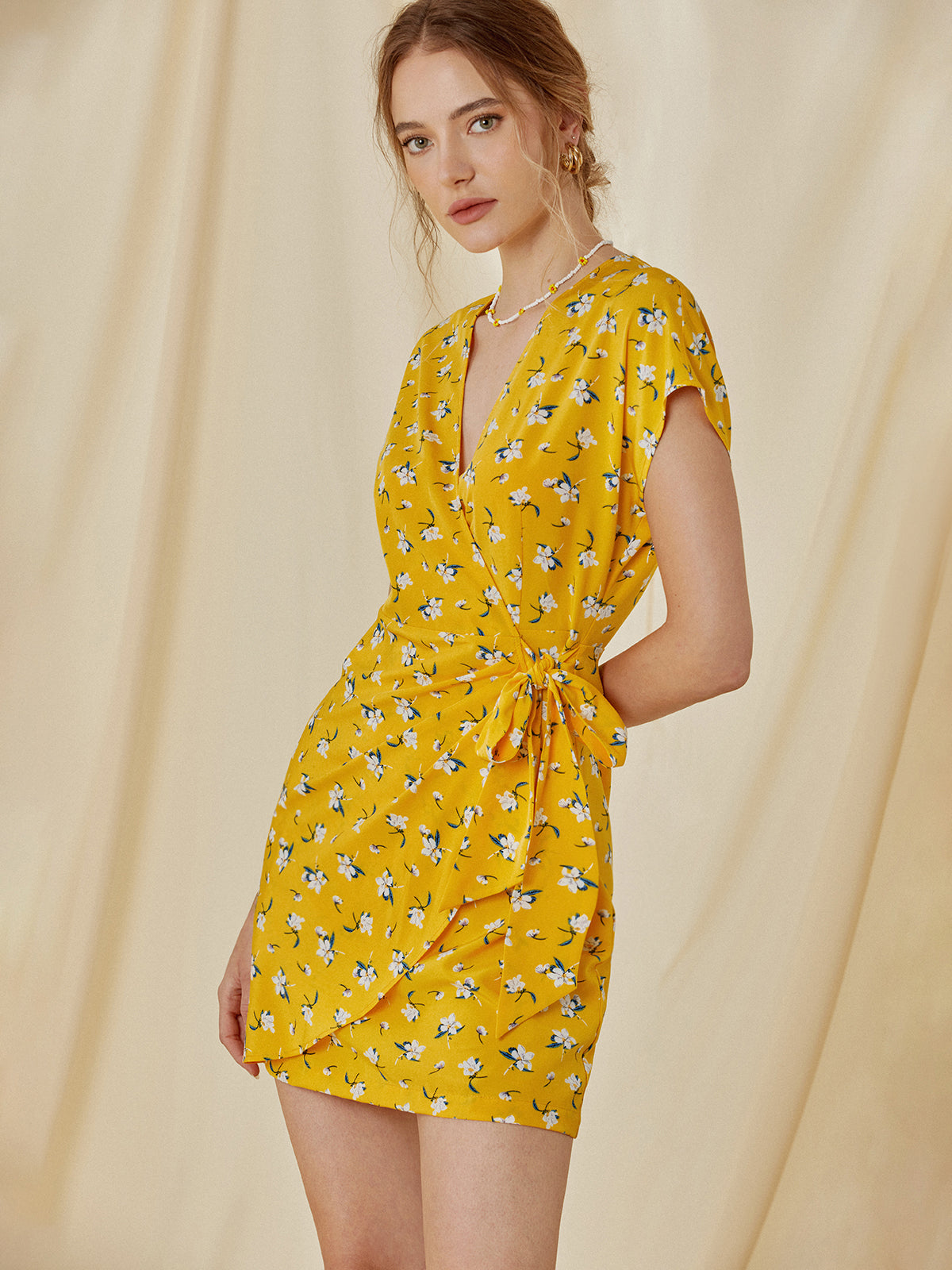Thecomense - Golden Time Wrap Dress