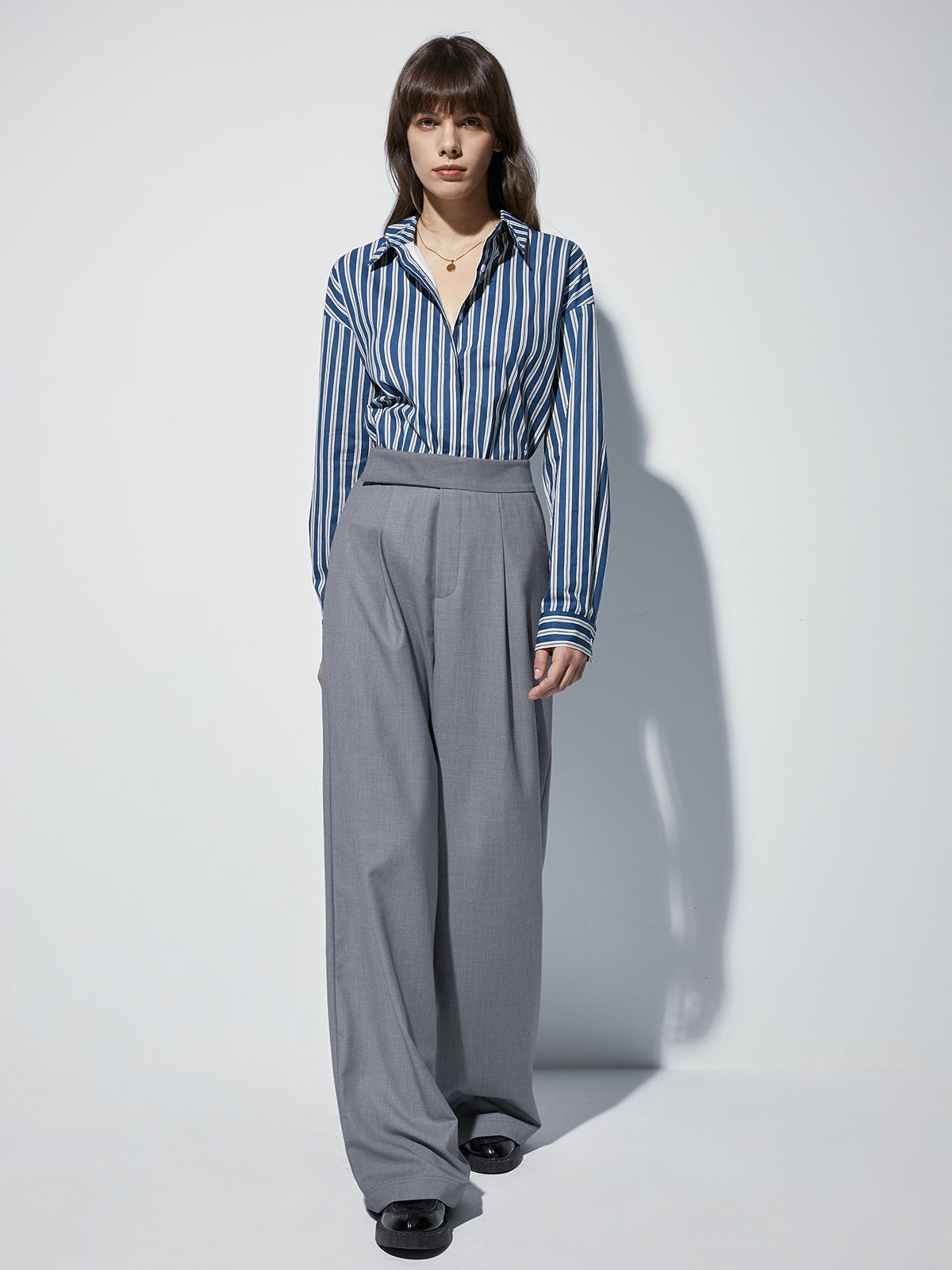 Thecomense - High Waisted Wide Leg Pleat Front Trousers