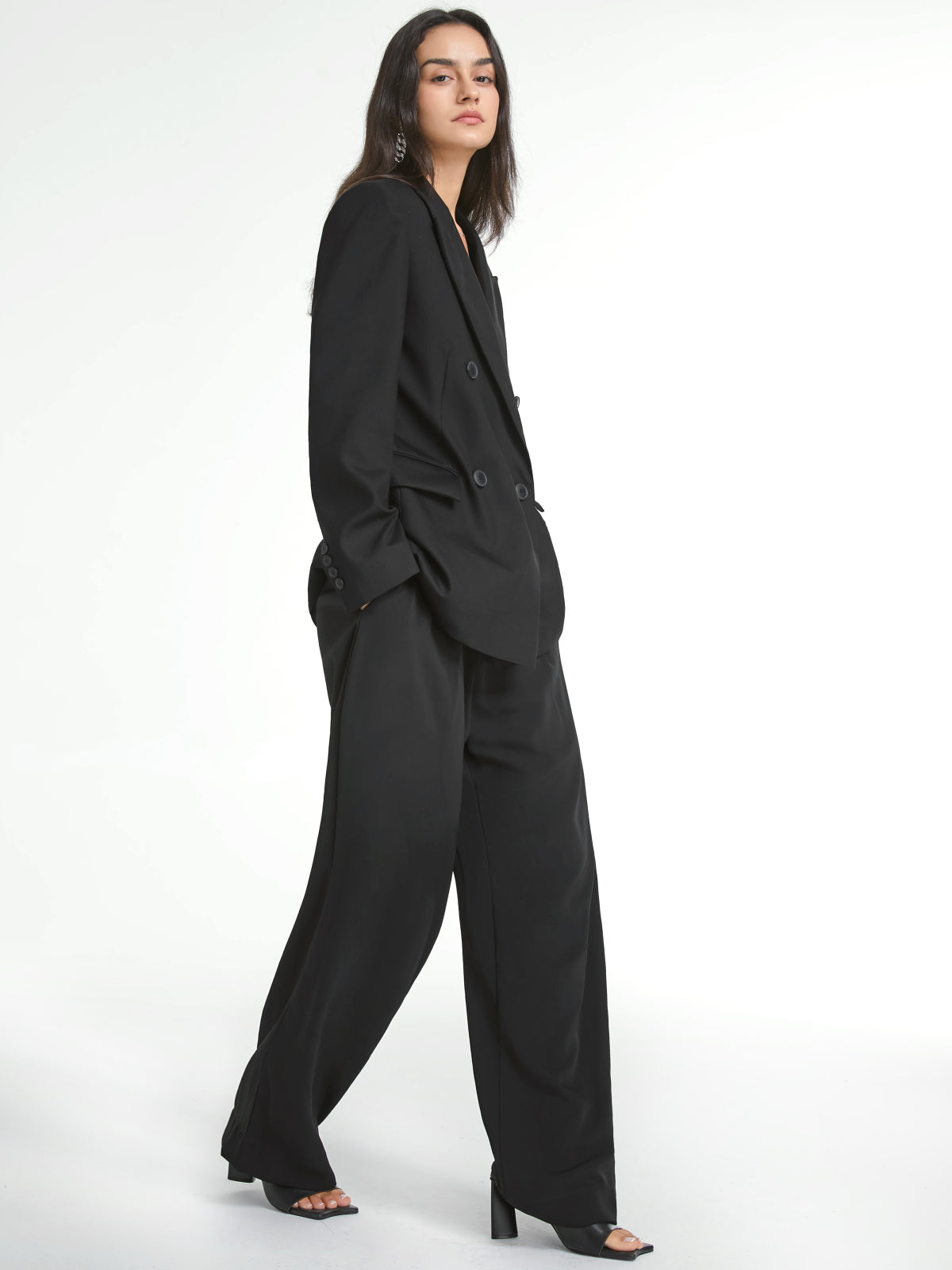 Thecomense - Double Breasted Relaxed Fit Long Blazer