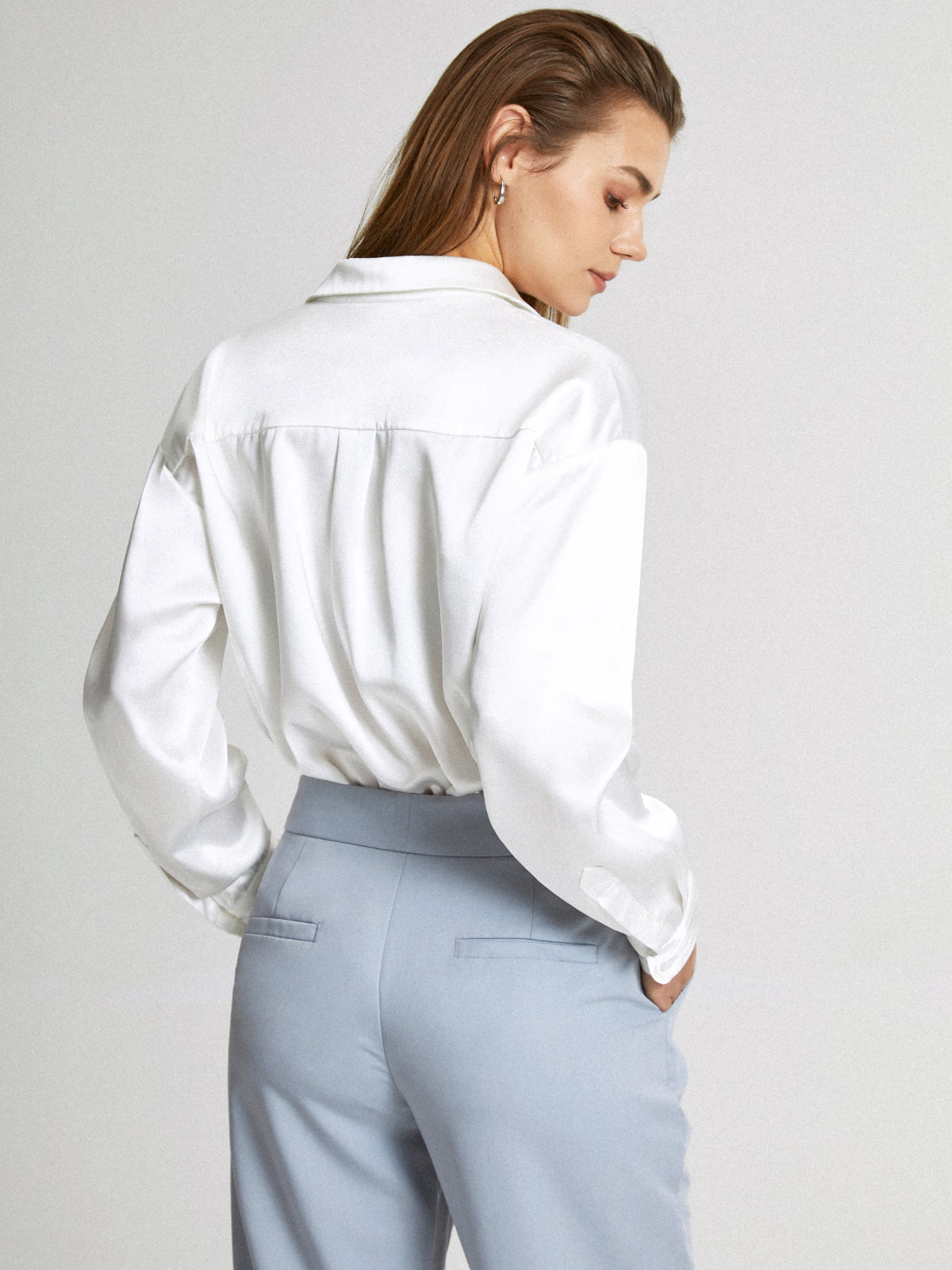 Thecomense - Casual Silk Oversized Collared Shirt