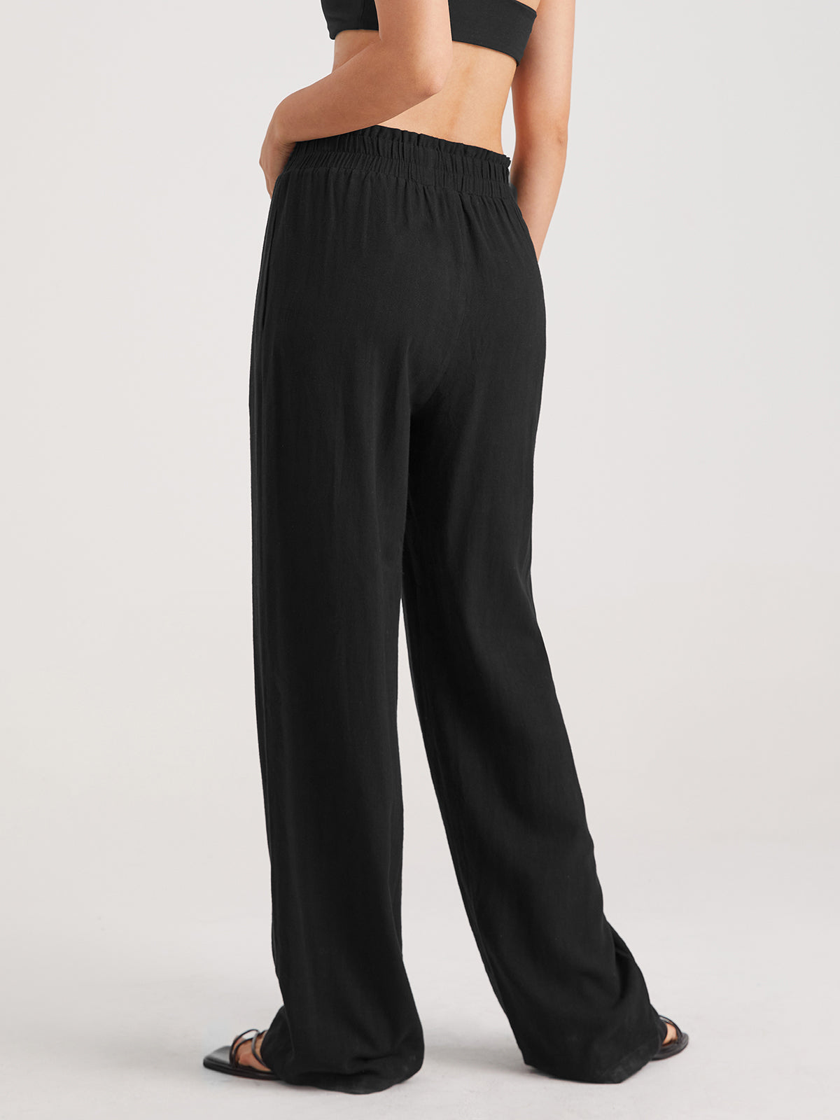 Thecomense - Low Rise Casual Relaxed Fit Wide Leg Trousers
