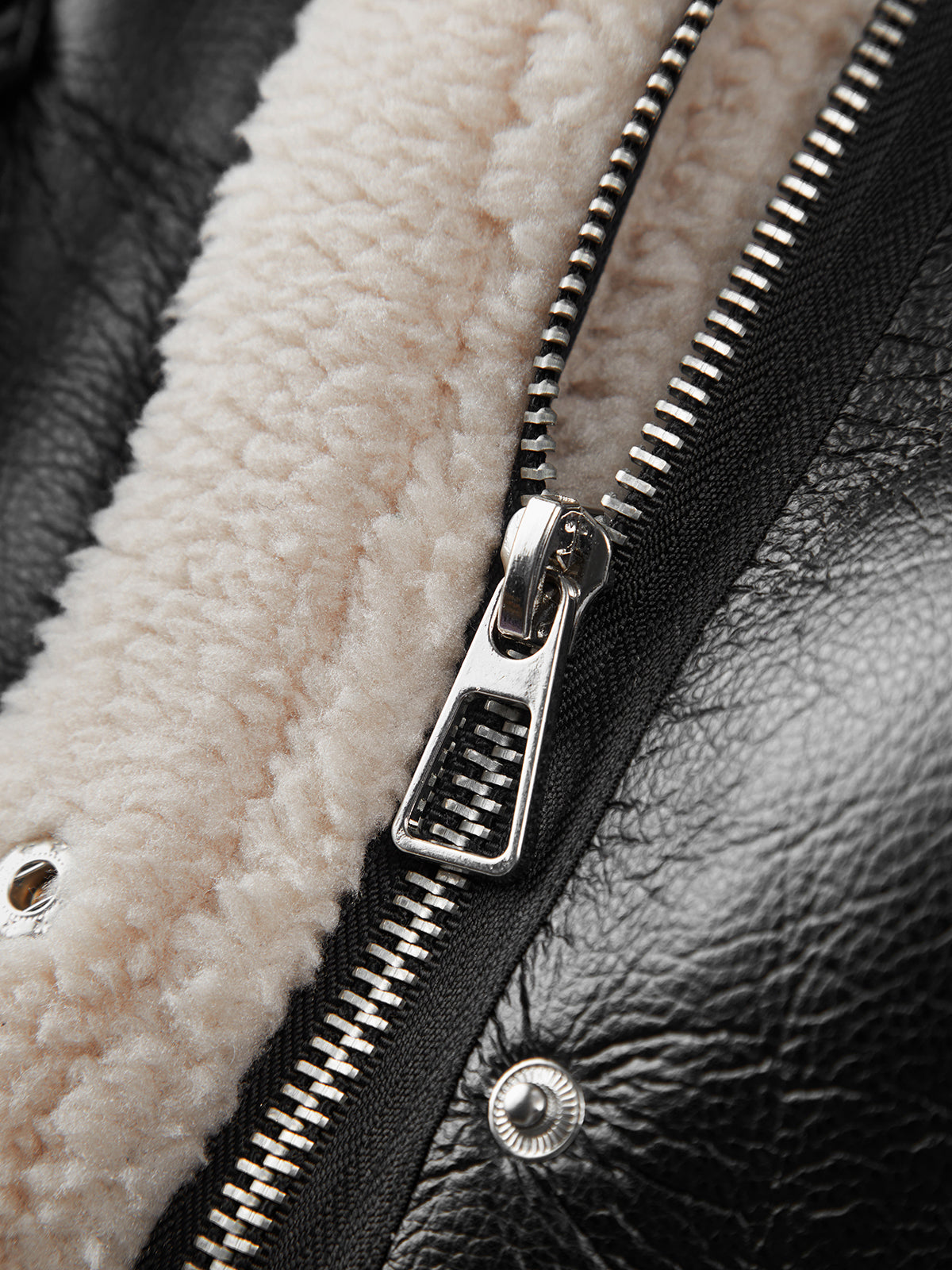 Thecomense - Sherpa Lined Shearling Leather Flight Jacket