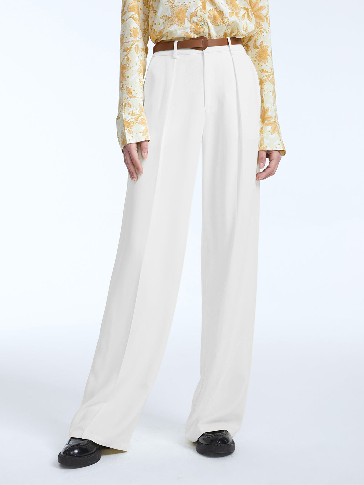 Thecomense - High Waisted Semi-sheer Wide Leg Trousers