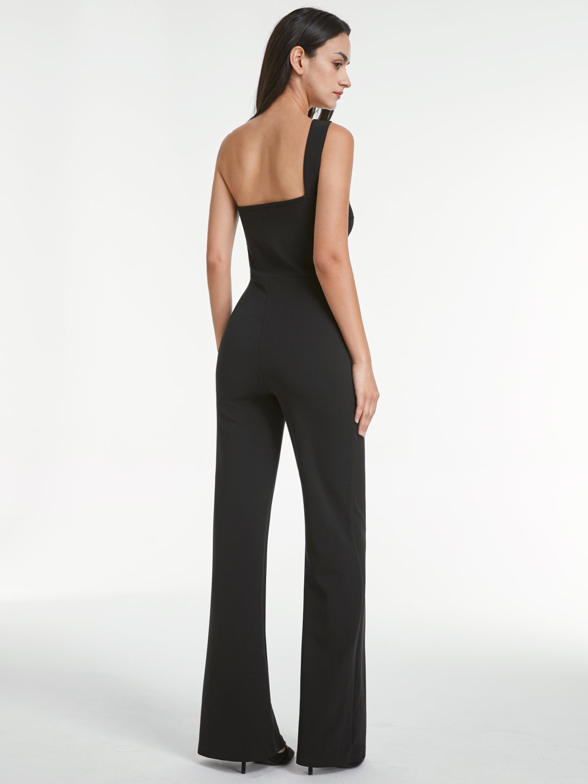 Thecomense - One Shoulder Strap Sleevless Bodycon Wide Leg Jumpsuit