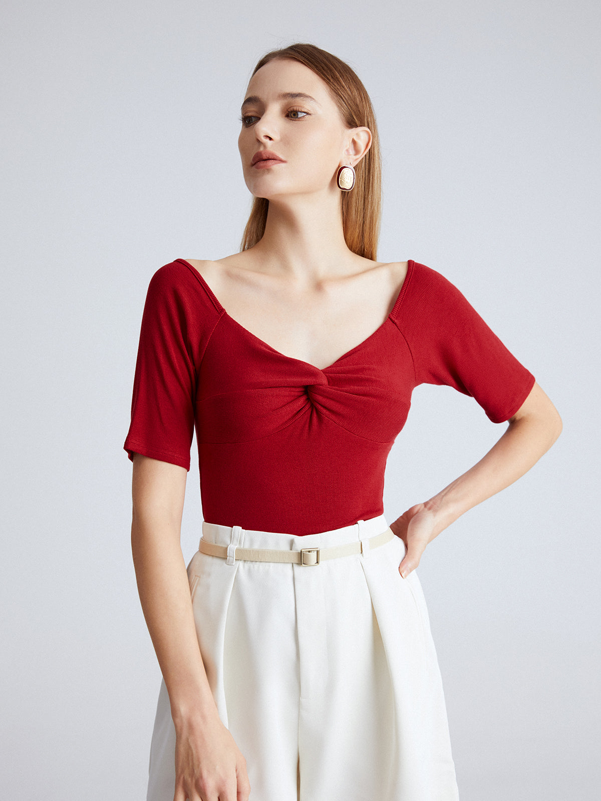 Thecomense - Rouge In Love Jersey Twist Top