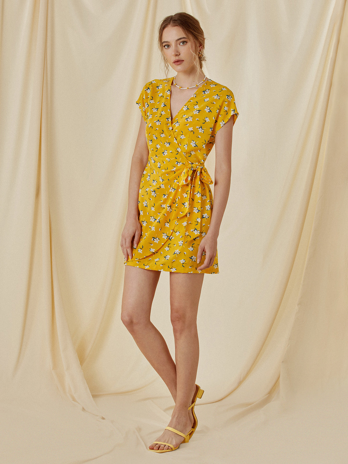 Thecomense - Golden Time Wrap Dress