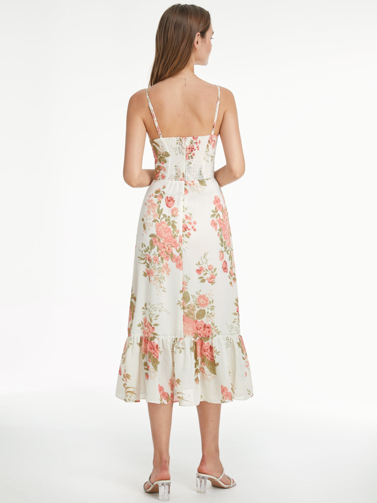 Thecomense - Sweetheart Floral Garden Strap Maxi Dress