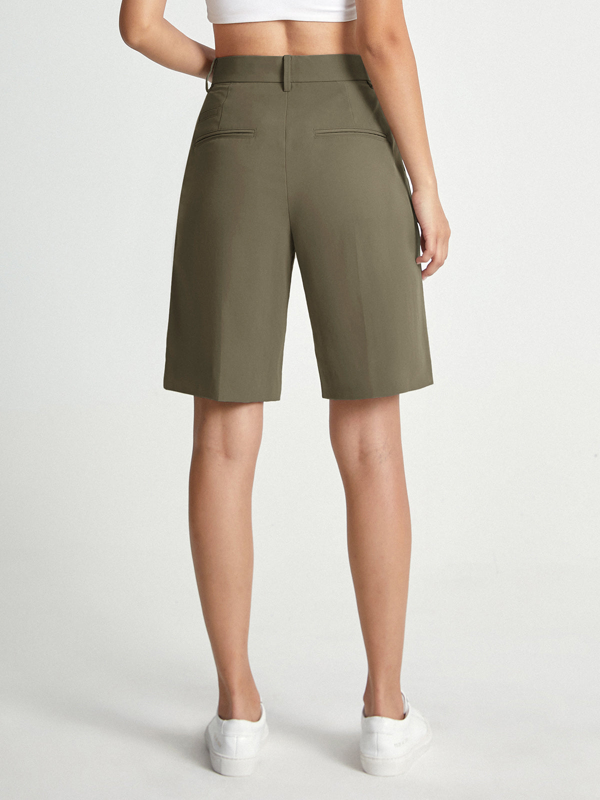 Thecomense - High Waisted Knee Length Trouser Shorts