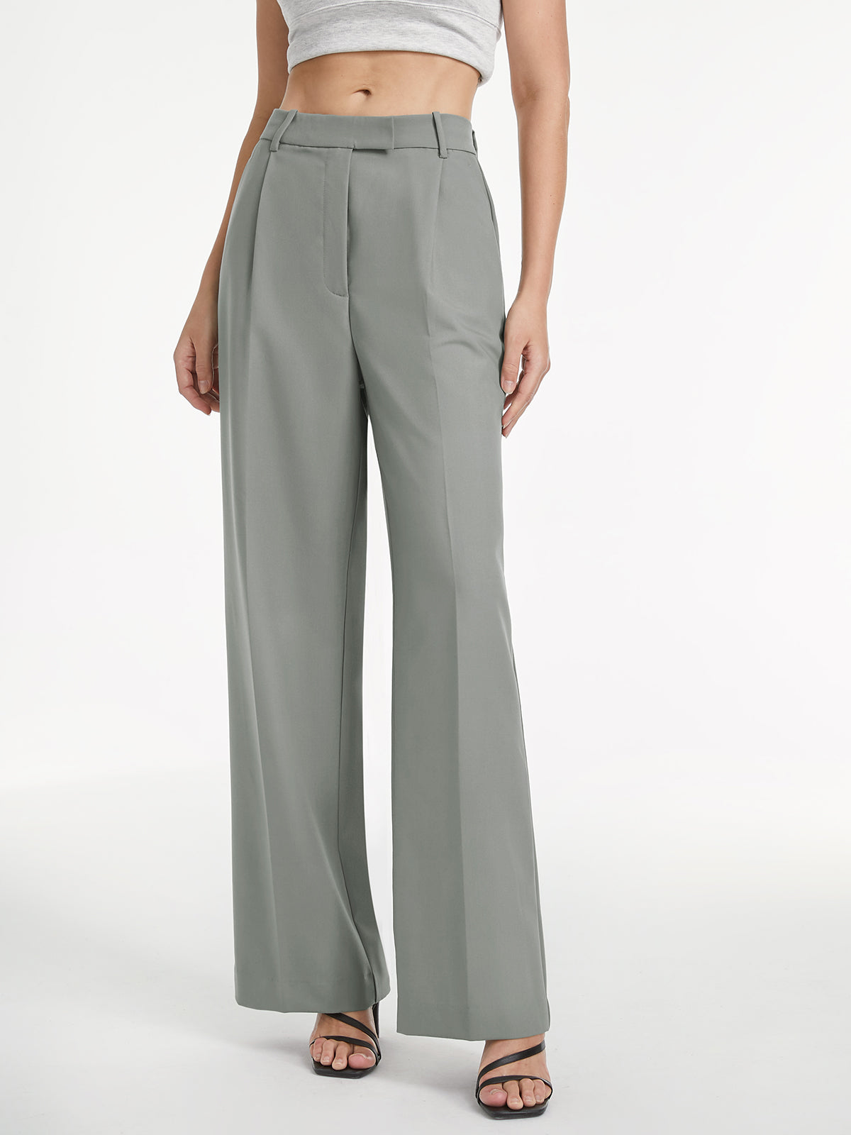 Thecomense - Double Pleat Front High Waisted Trousers