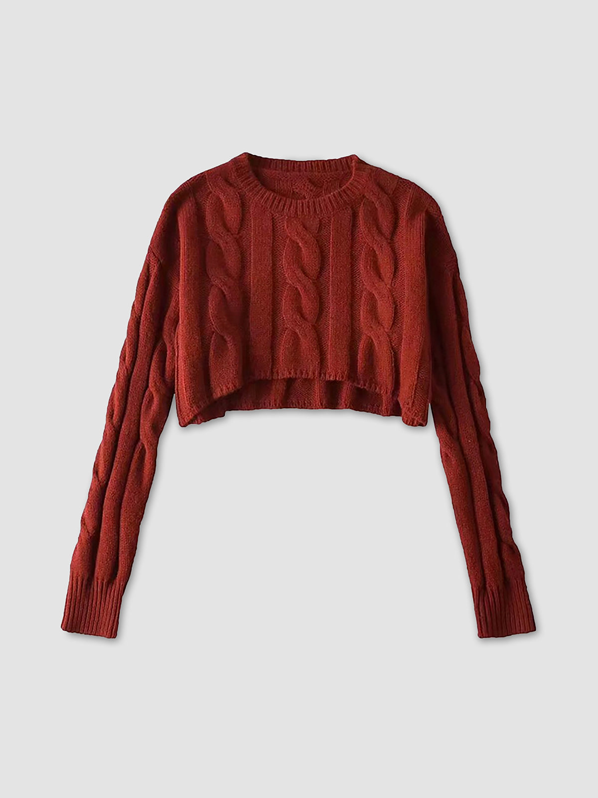 Thecomense - Breaking Rules Cable Knit Crop Sweater