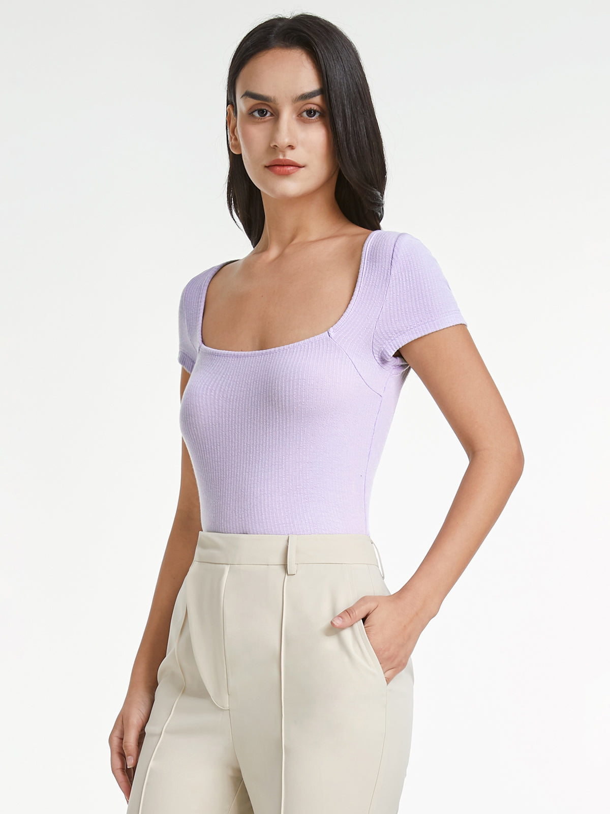 Thecomense - Square Neck Short Sleeve Everyday T-Shirt