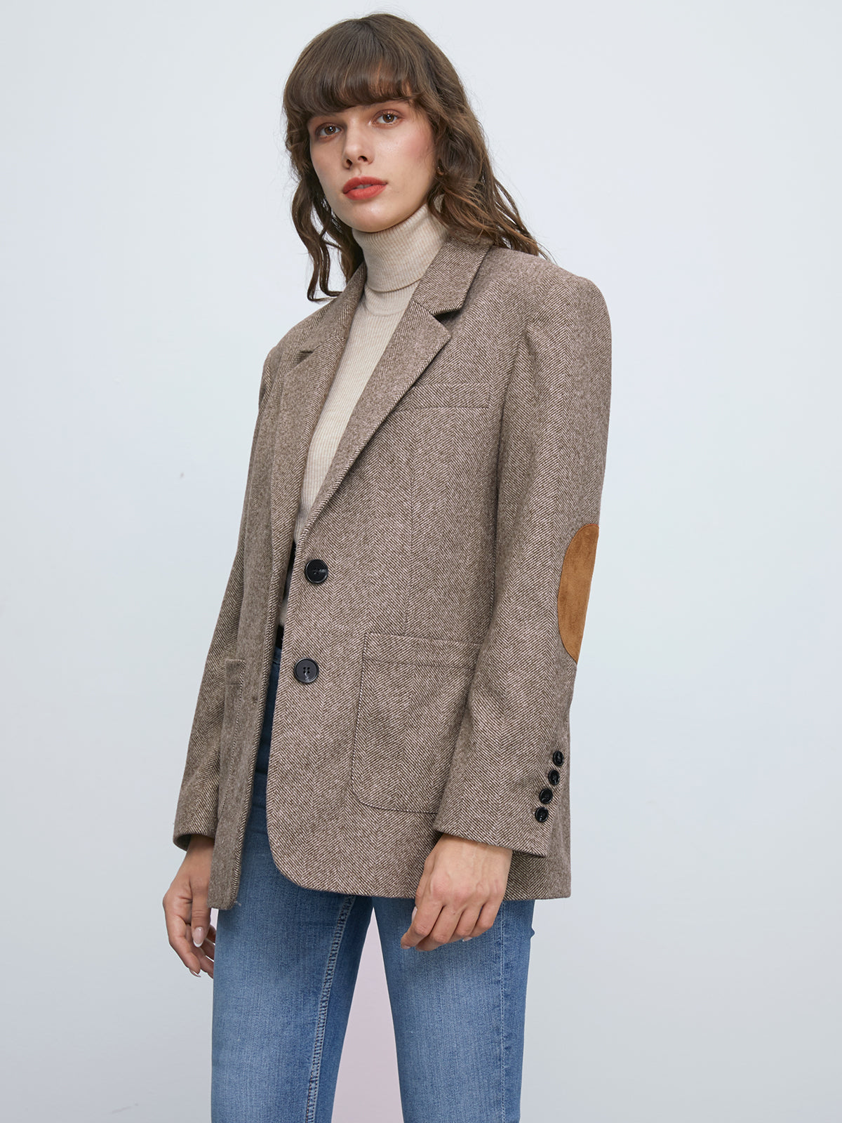 Thecomense - Wool Elbow Patch Blazer