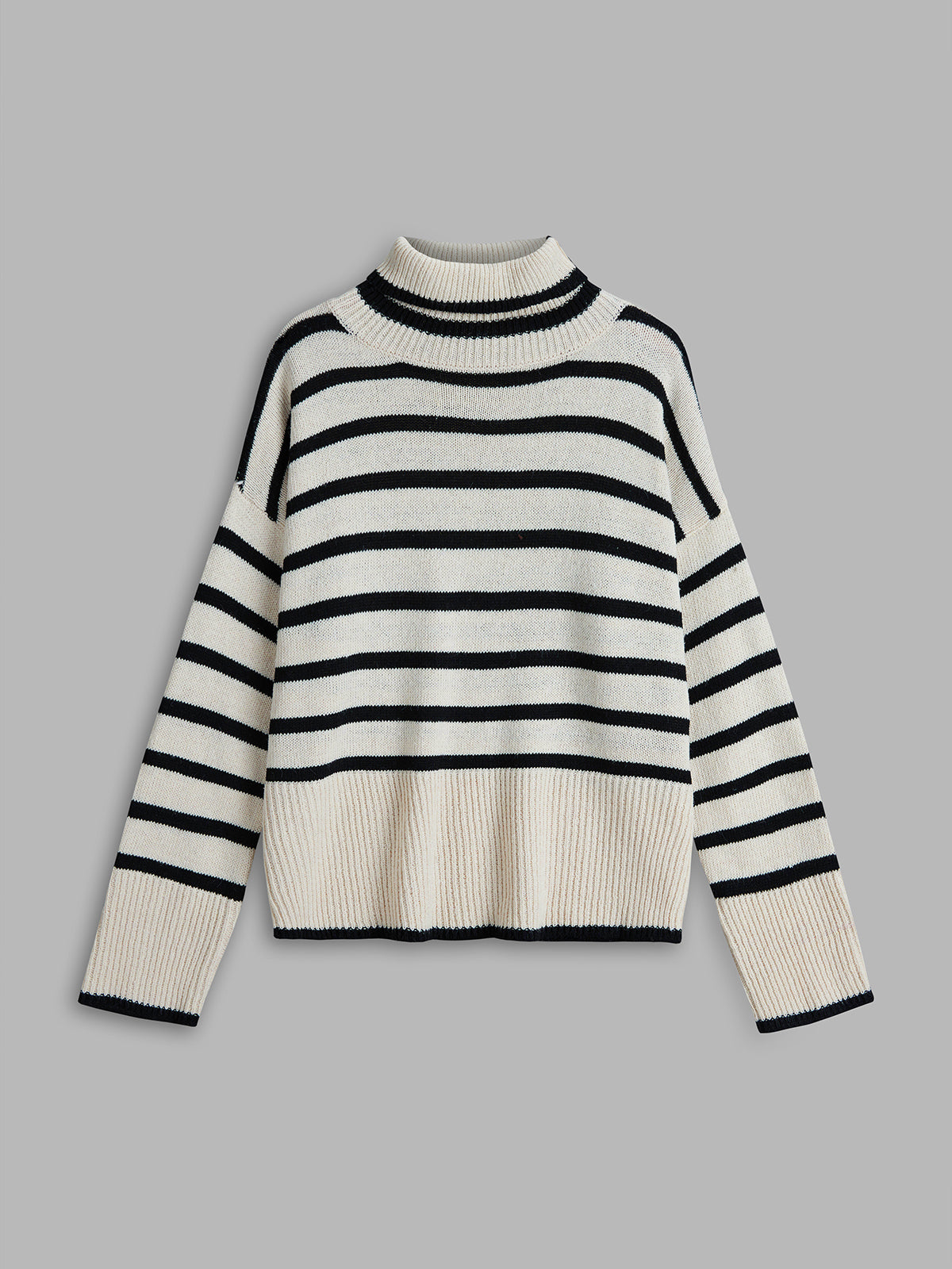 Thecomense - Empolean Aqua Breton Stripe Mockneck Sweater