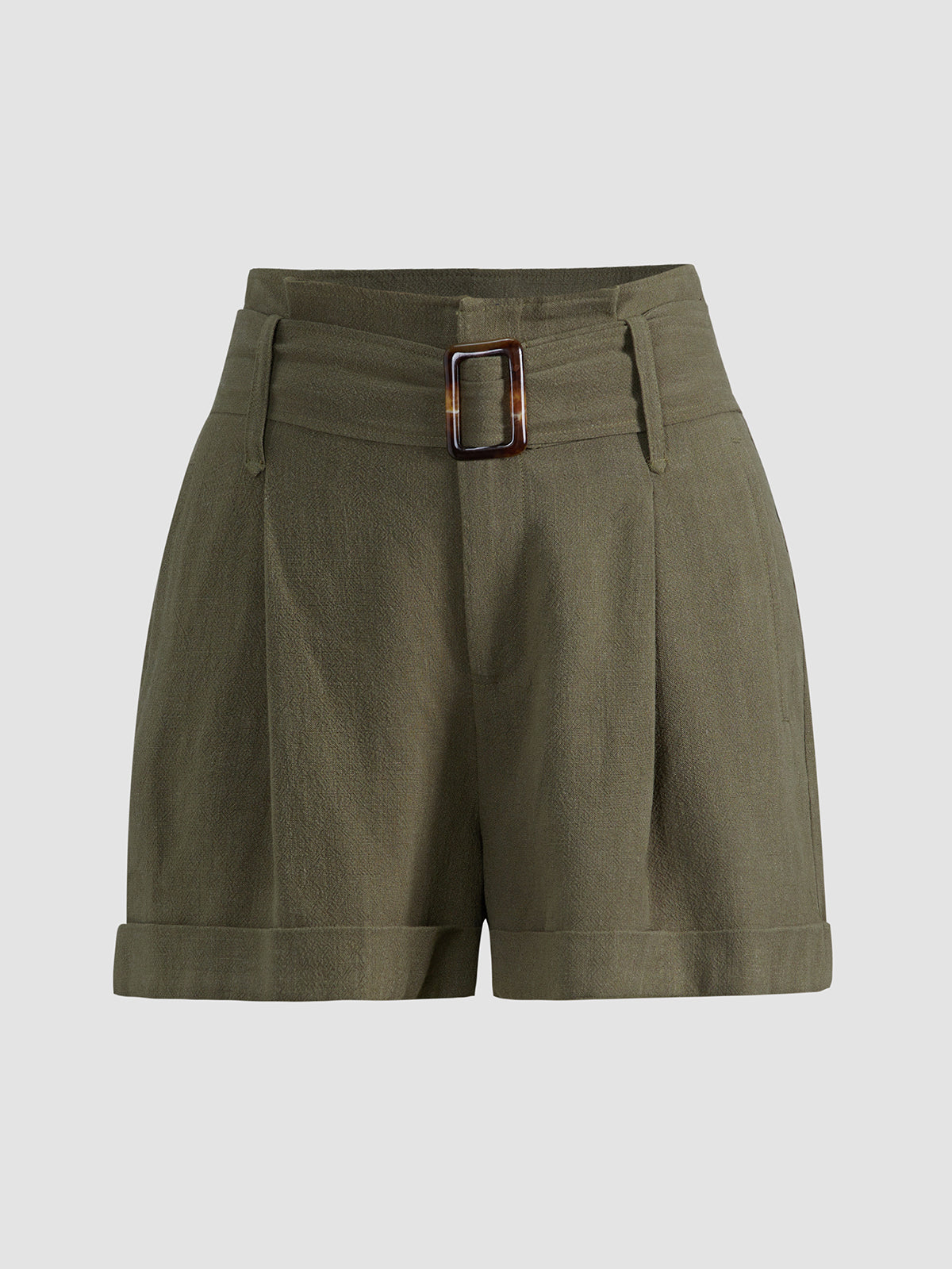 Thecomense - Weekend Loaf Belted High Waist Shorts