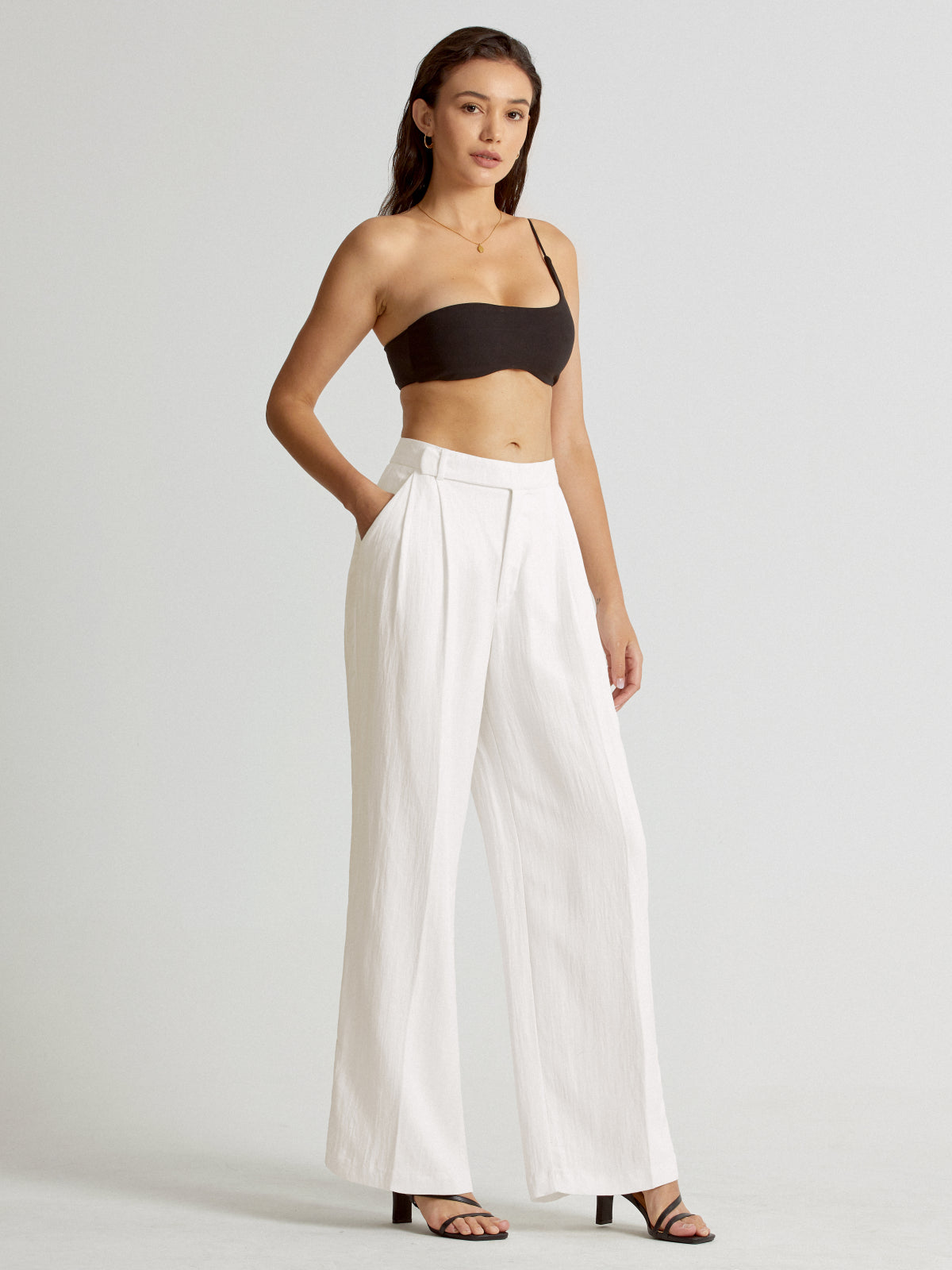 Thecomense - High Waisted Wide Leg Linen Pants