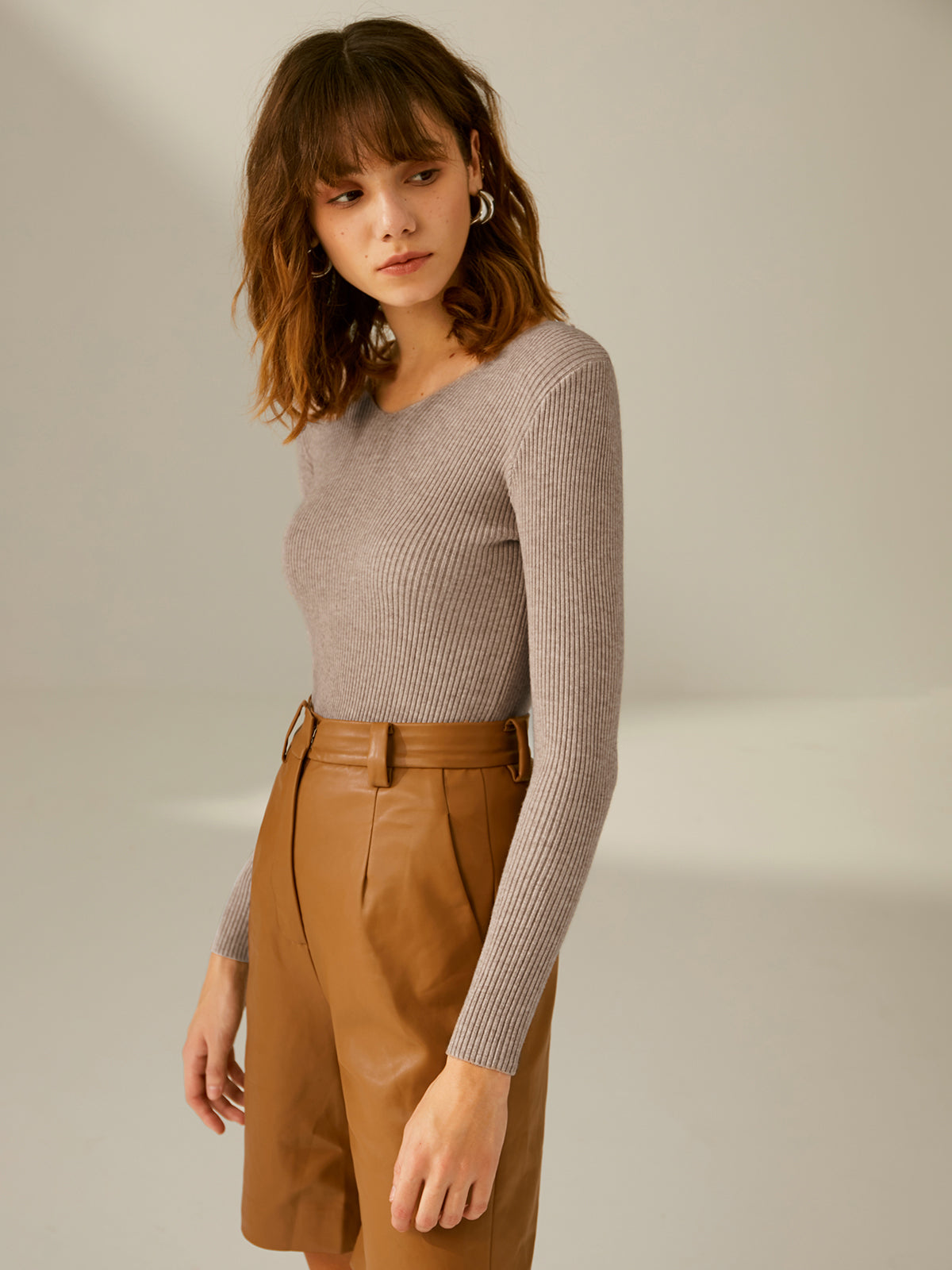 Thecomense - Cotton Clouds Ribbed Pullover Sweater