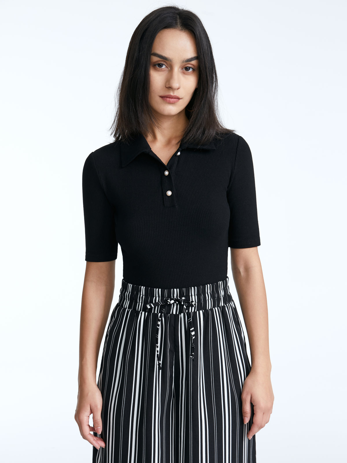 Thecomense - Short Sleeve Button Up Polo Top