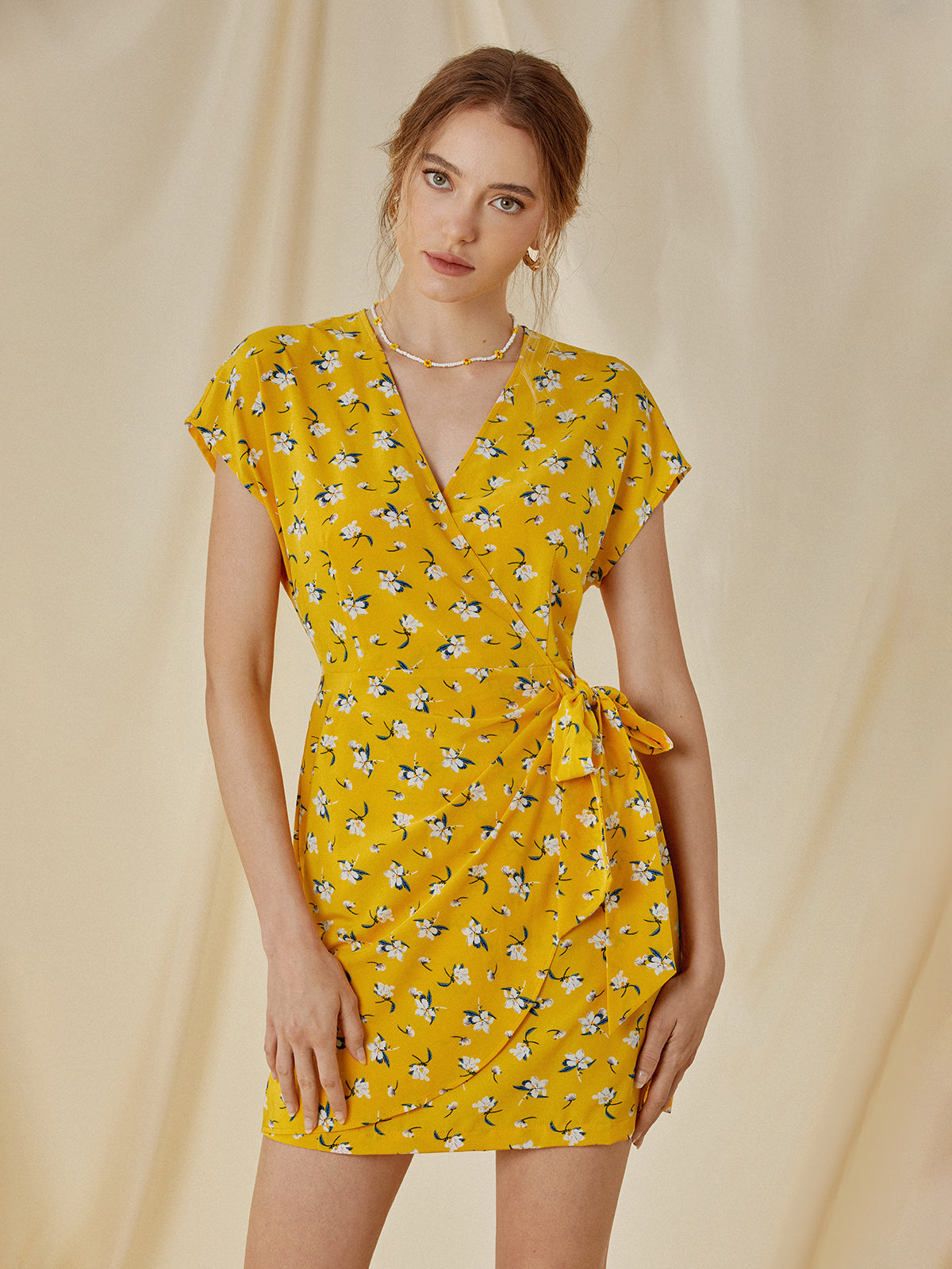 Thecomense - Golden Time Wrap Dress