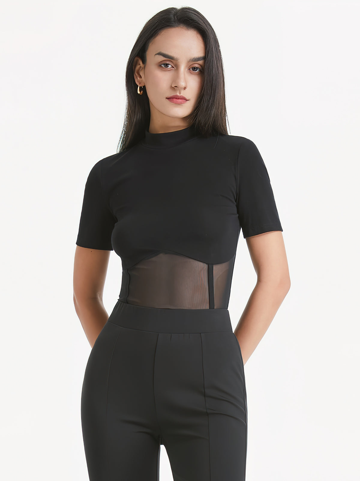 Thecomense - Contour Half Mesh T-Shirt