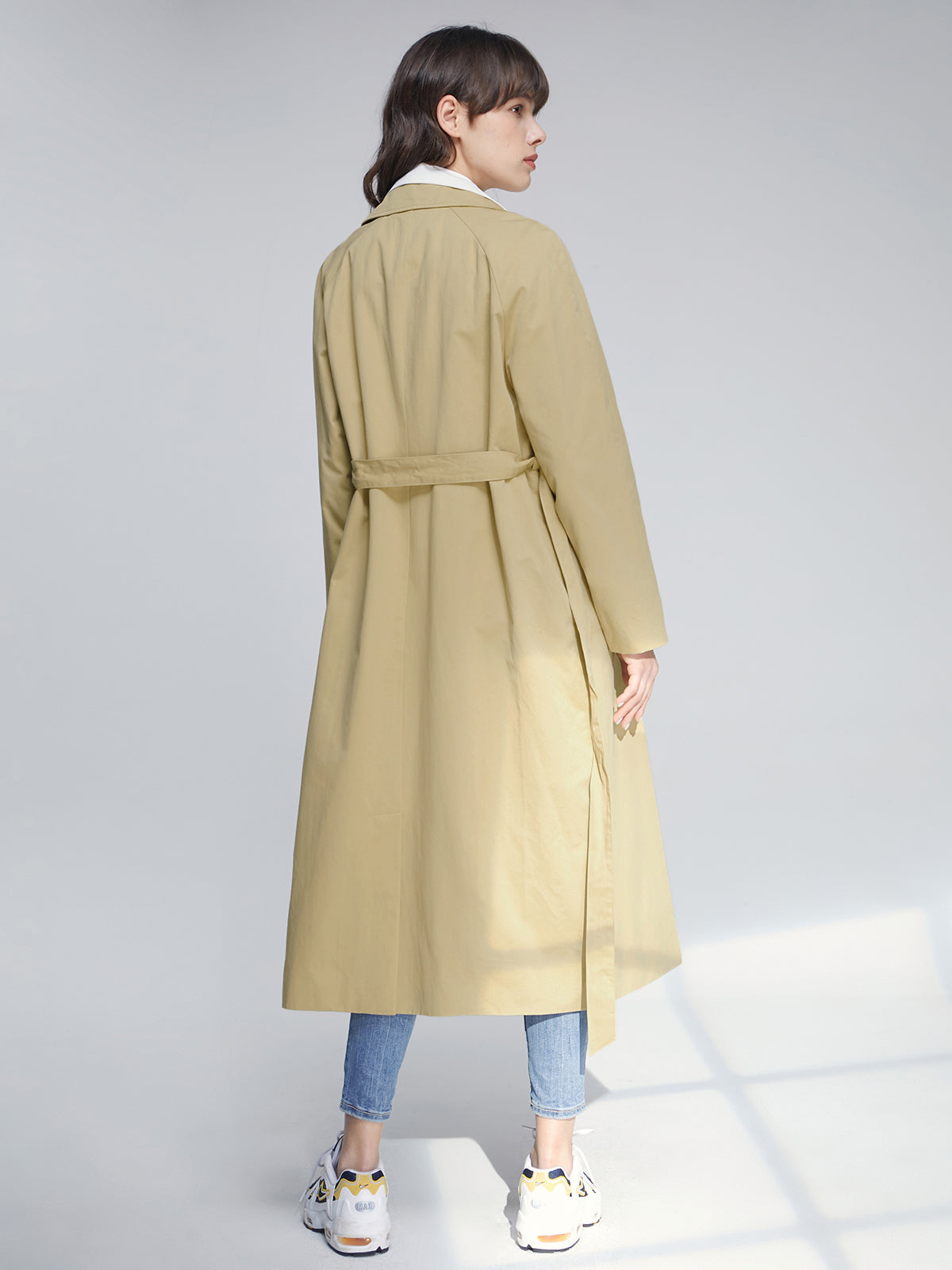 Thecomense - Long Double Breasted Lapel Lightweight Trench Coat