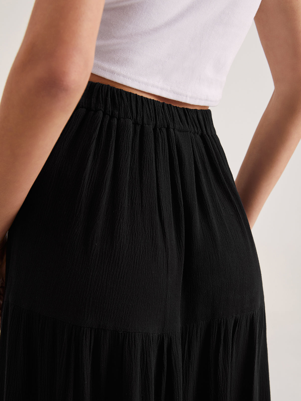 Thecomense - High Waisted Button Front Midi Skirt