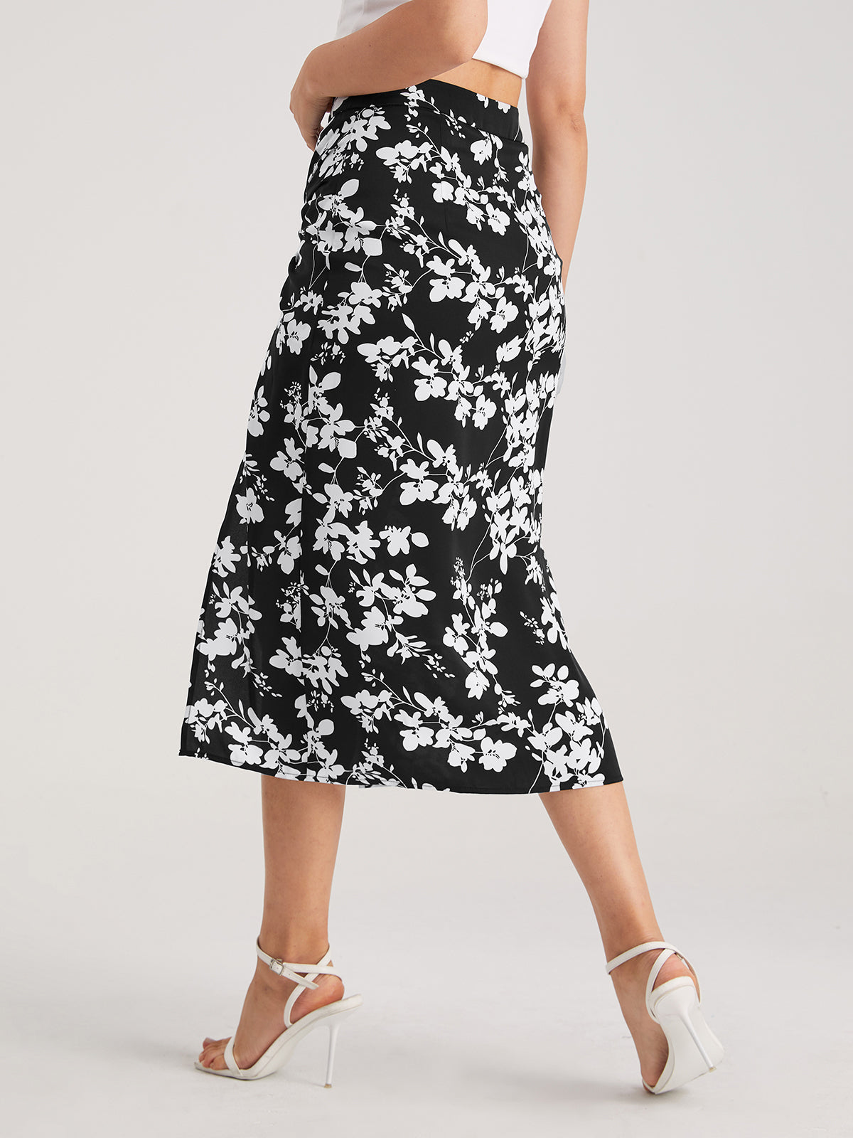 Thecomense - Floral Midi Skirt