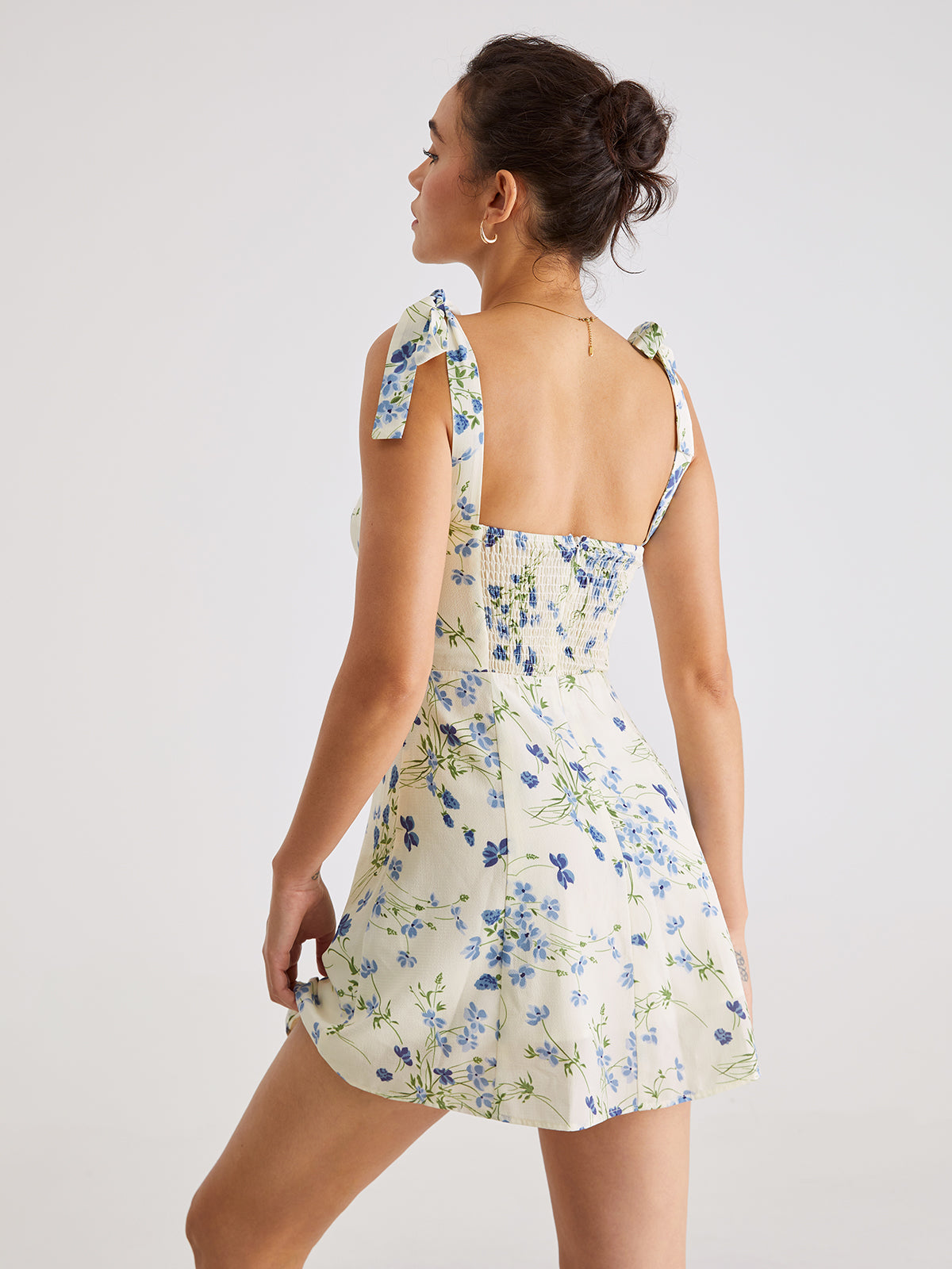Thecomense - Aegean Escapes Floral Strap Short Dress