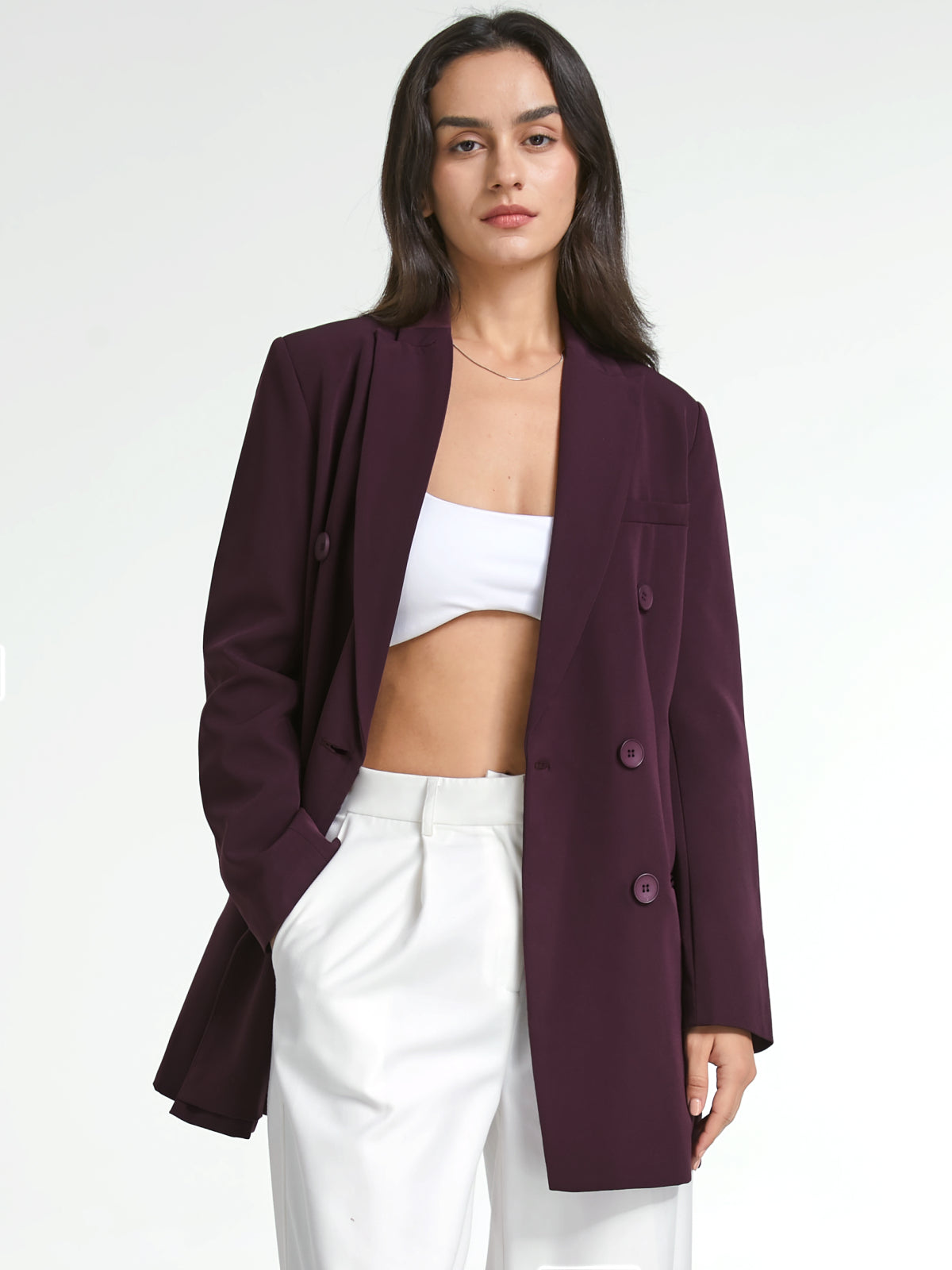 Thecomense - Double Breasted Fitted Long Blazer
