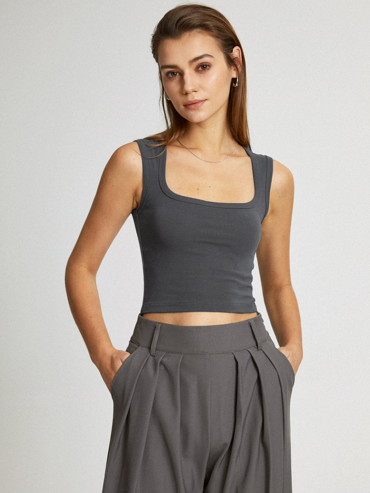 Thecomense - Scoop Neck Everyday Stretch Tank Top