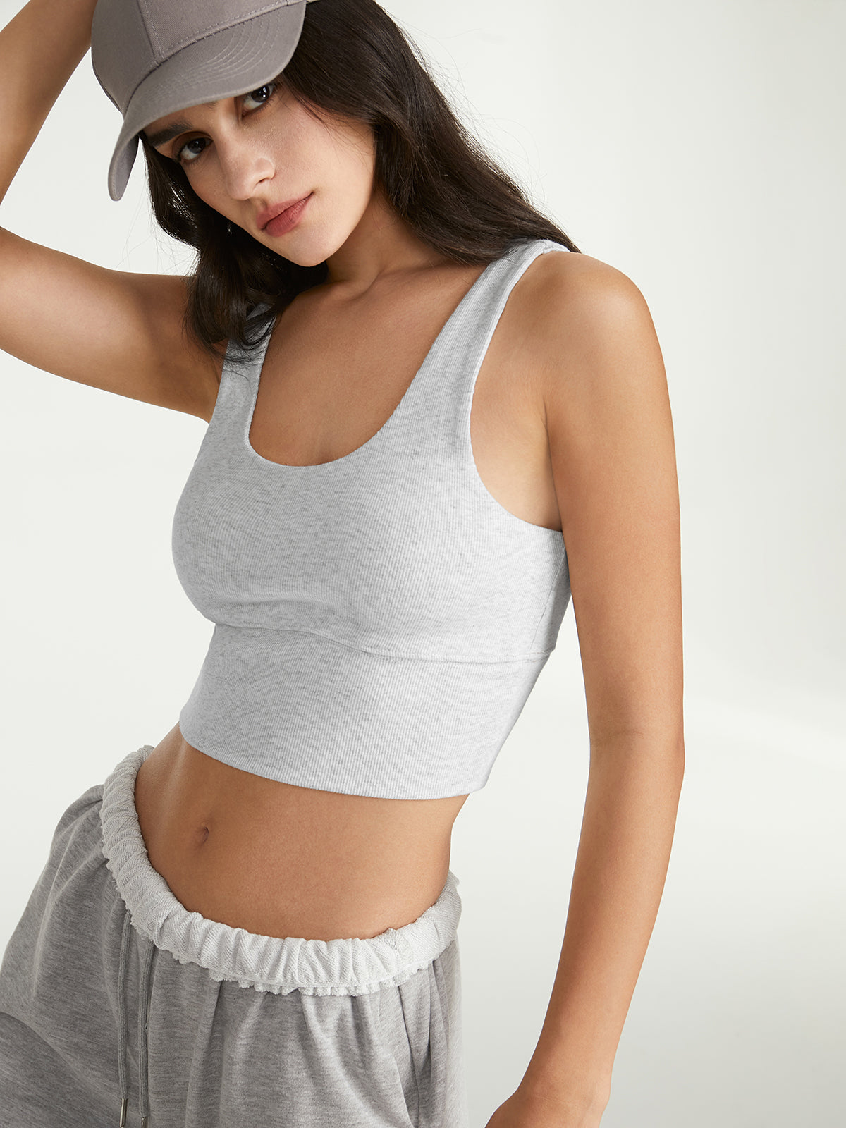 Thecomense - Cropped Light Ribbed Sports Tank Top