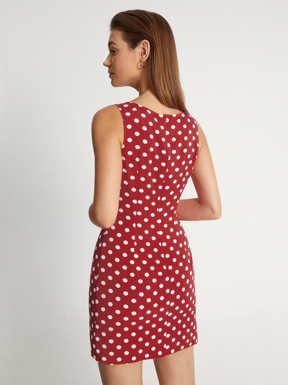 Thecomense - Square Neck Polka Dot Mini Strap Contour Dress