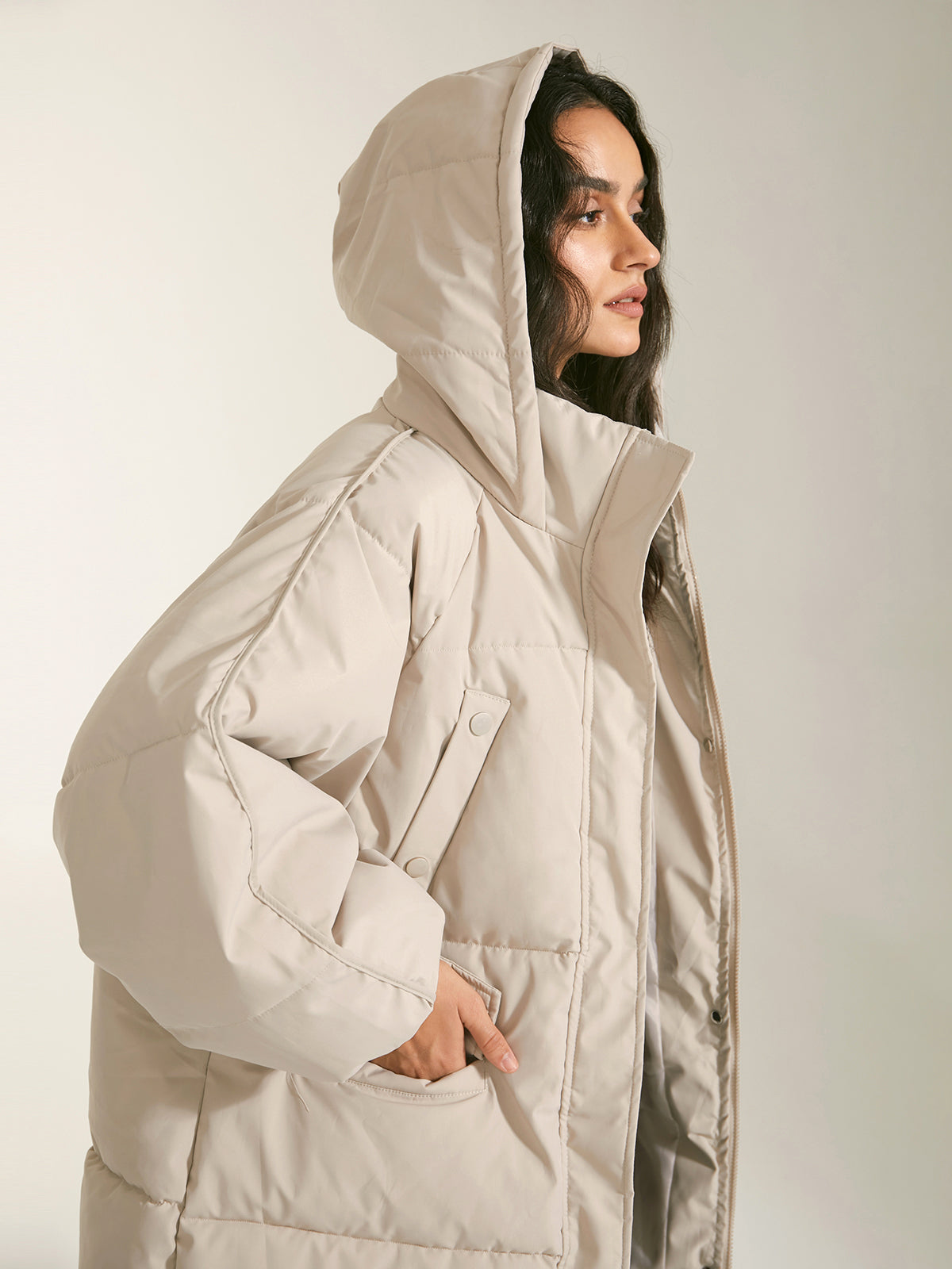 Thecomense - Long Hooded Puffer Parka Coat