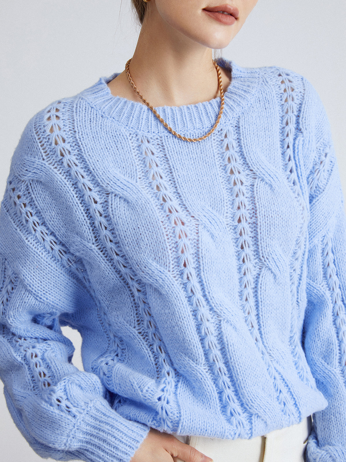 Thecomense - Sea Bubbles Cable Knit Sweater