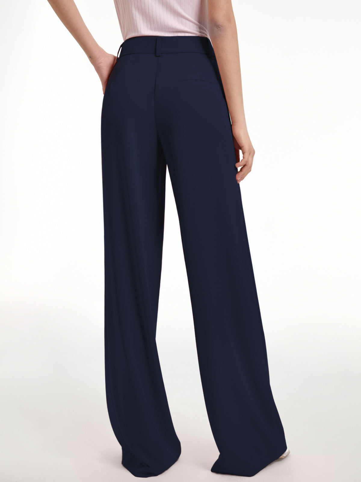 Thecomense - High Waisted Wide Leg Regular Fit Trousers